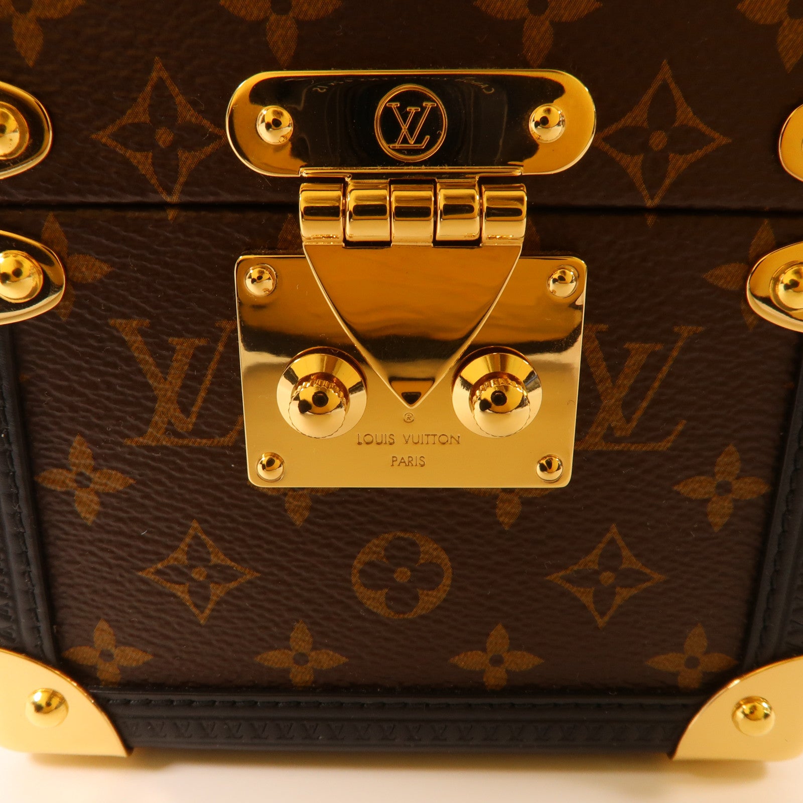 LOUIS VUITTON Monogram Trunk Vivienne Music Box 金扣音樂盒棕色