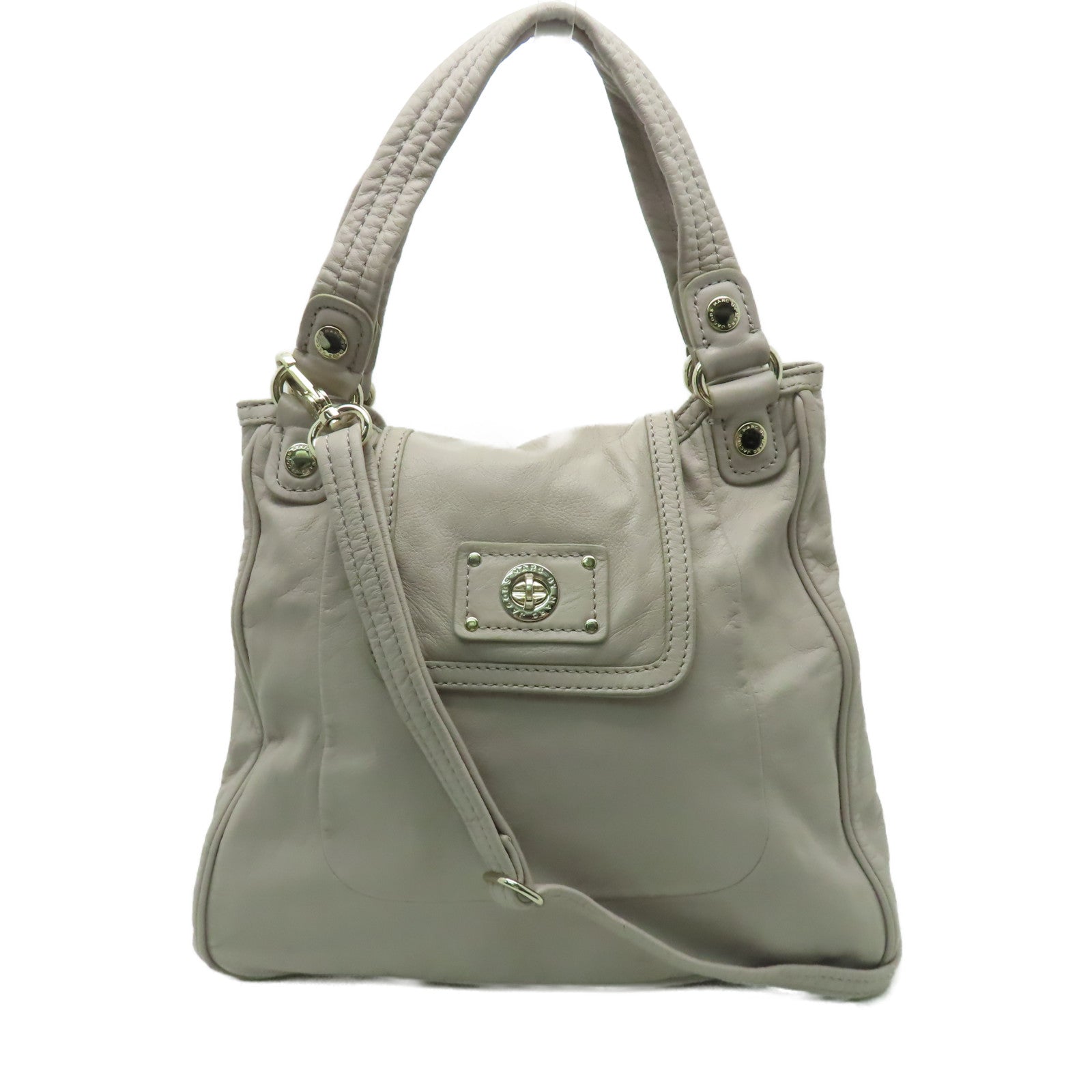 MARC BY MARC JACOBS 【激減優惠】牛皮皮革2 Way Bag金扣手挽肩背兩用袋灰色