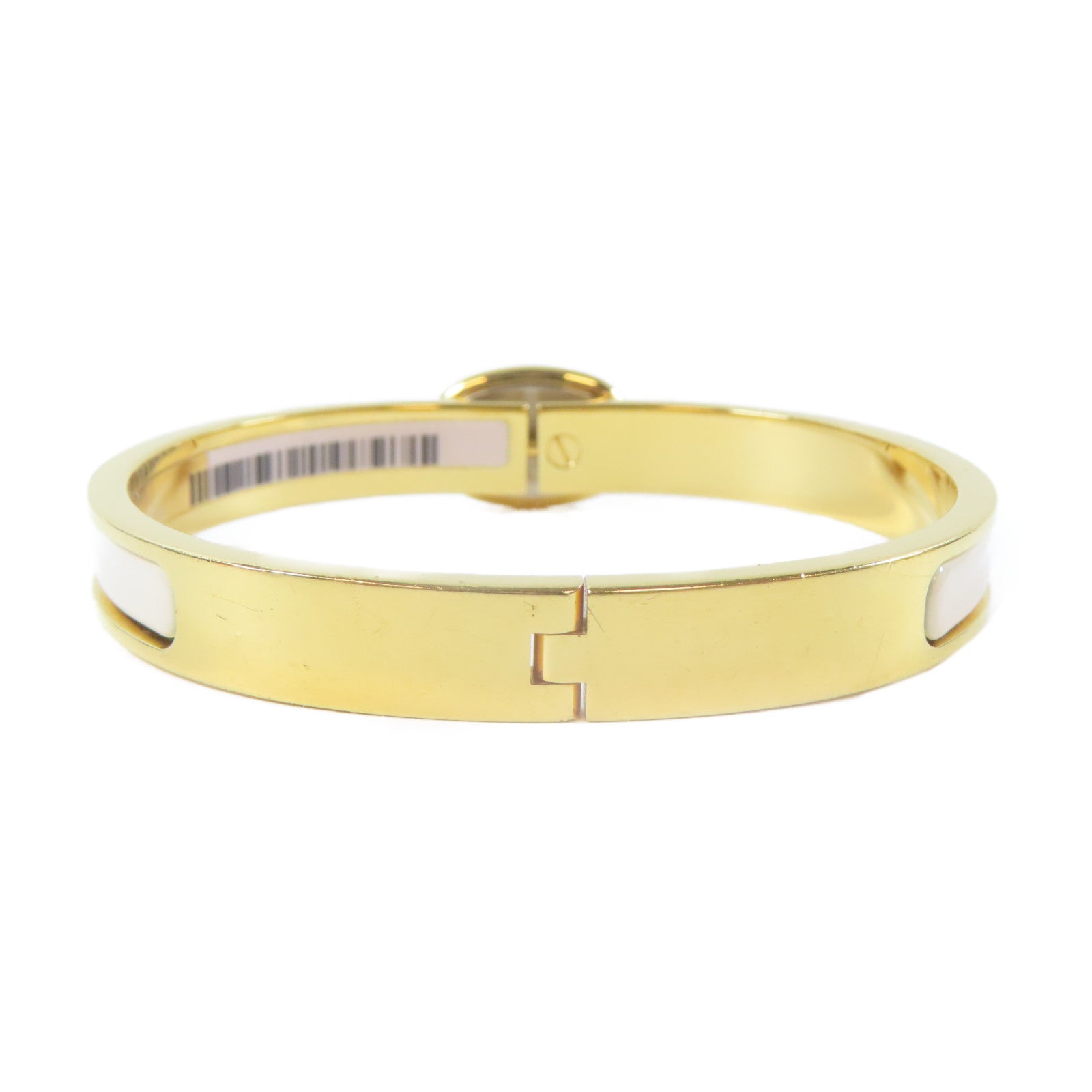 HERMES 【激減優惠】金屬Mini Clic Chaine D'Ancre手鐲金色/米色#17cm