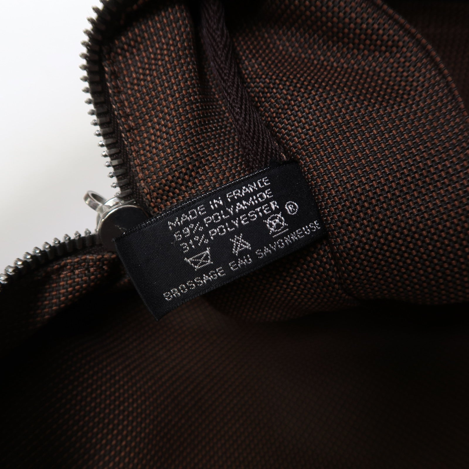 HERMES 帆布Ale Line銀扣手挽袋啡色