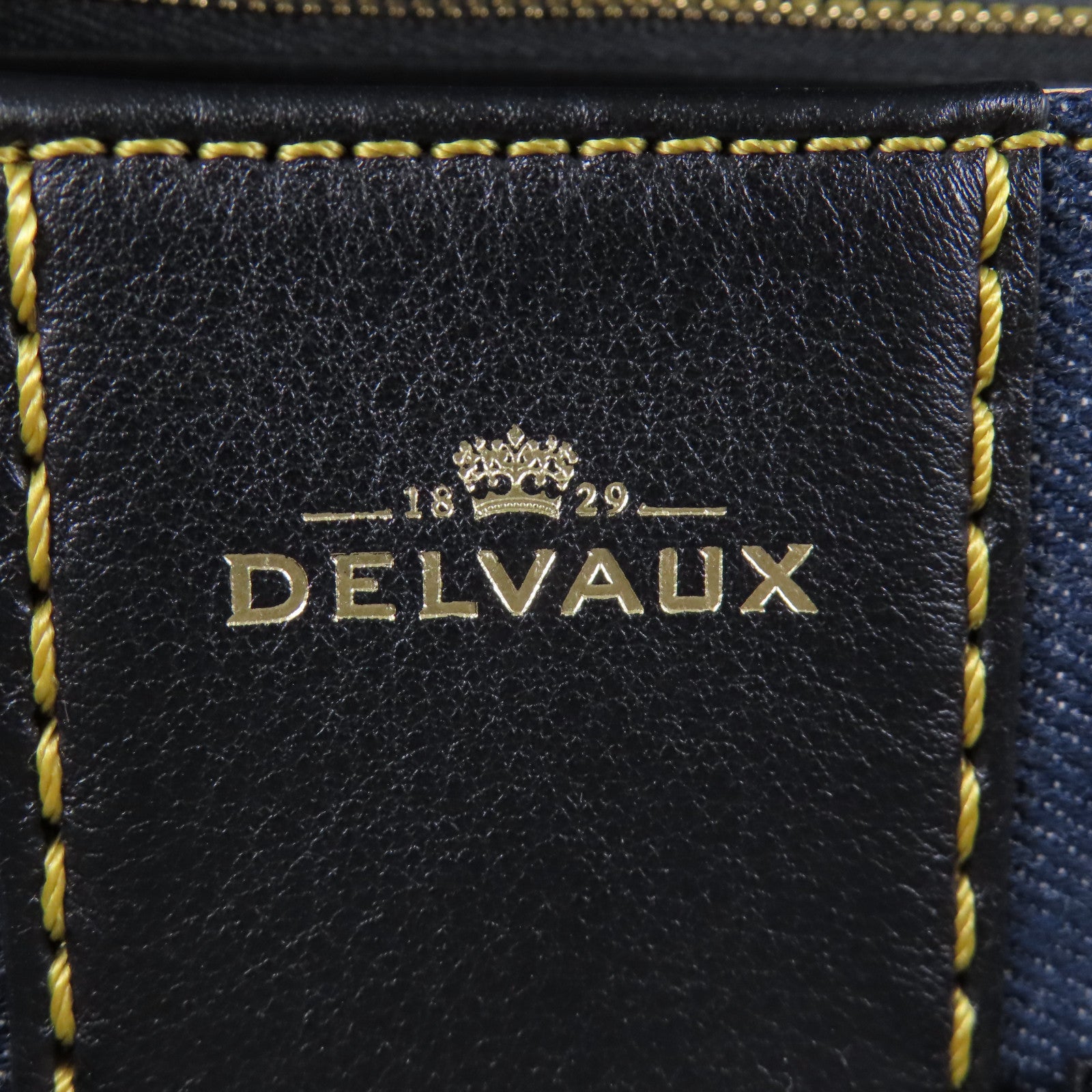 Delvaux 帆布Brillant Trench金扣手挽肩背兩用袋黑色/藍色