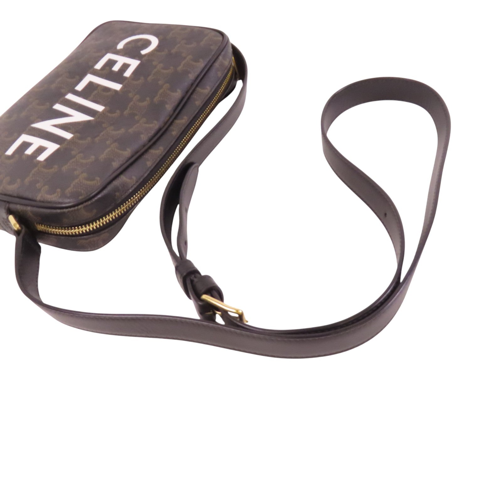 CELINE Trionphe塗層帆布Medium Messenger Bag金扣肩背袋