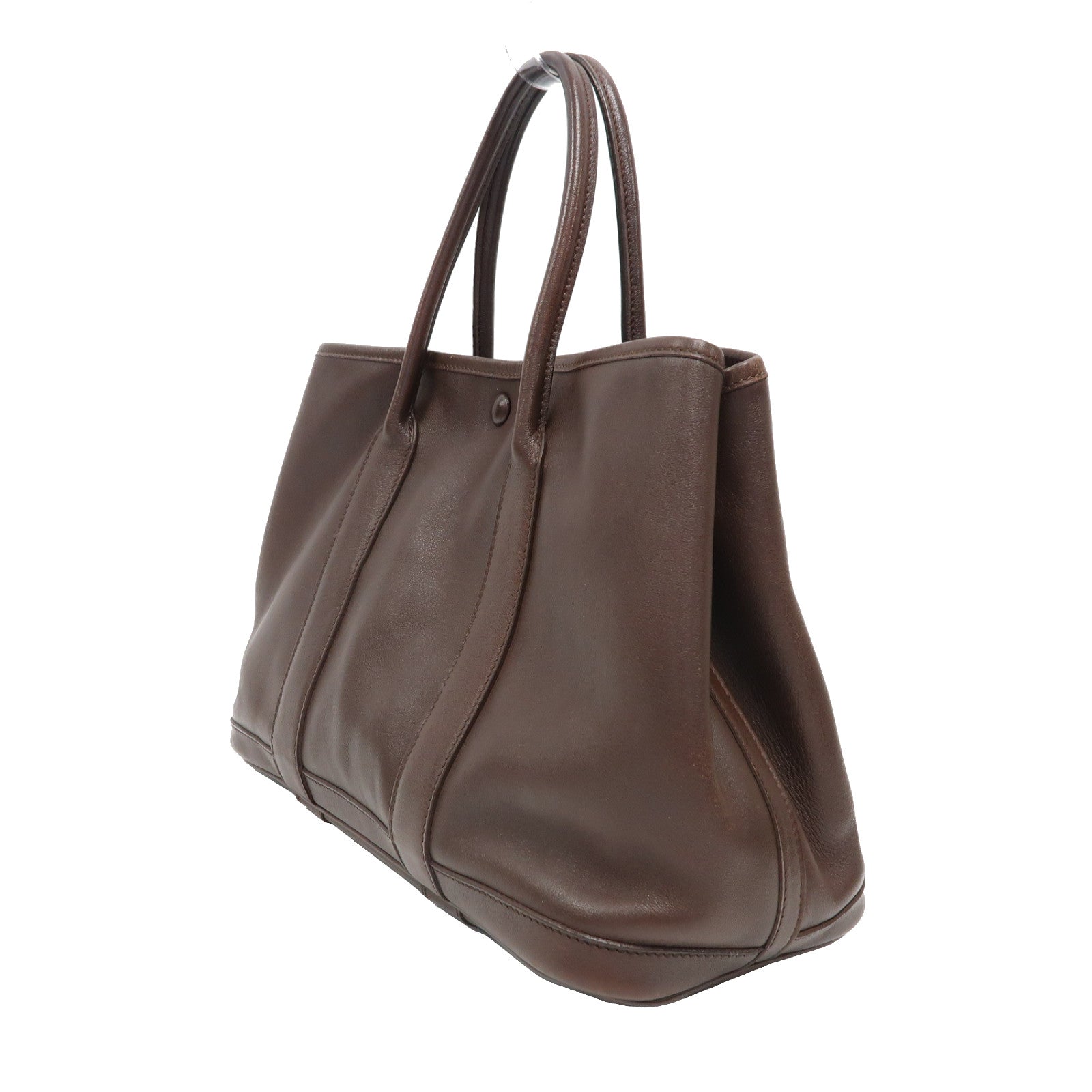 HERMES Swift皮革Garden Party TPM銀扣手挽袋深啡色