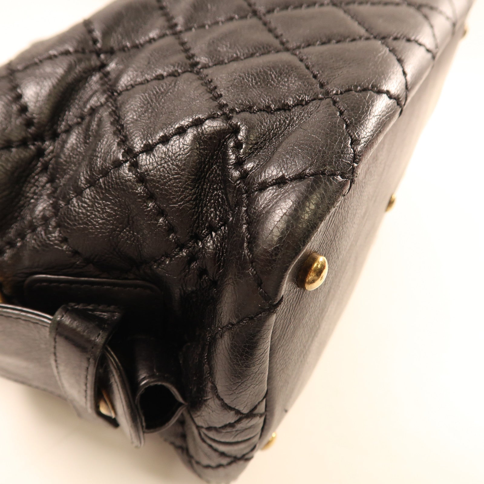 CHANEL 牛皮皮革2Way Shoulder Bag金扣鏈帶手挽肩背兩用袋黑色
