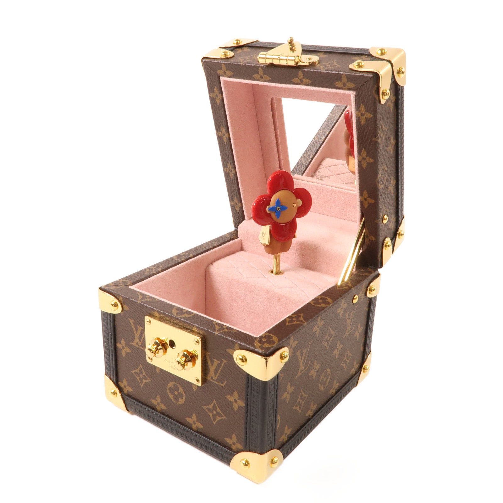 LOUIS VUITTON Monogram Trunk Vivienne Music Box 金扣音樂盒棕色