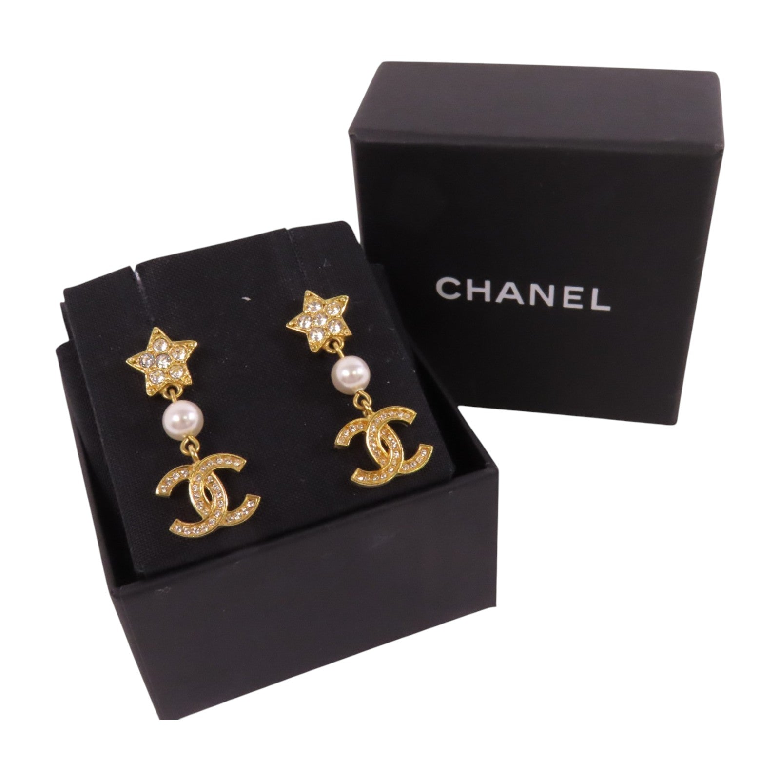 CHANEL 金屬/仿珍珠/水鑽Earrings銀扣耳環