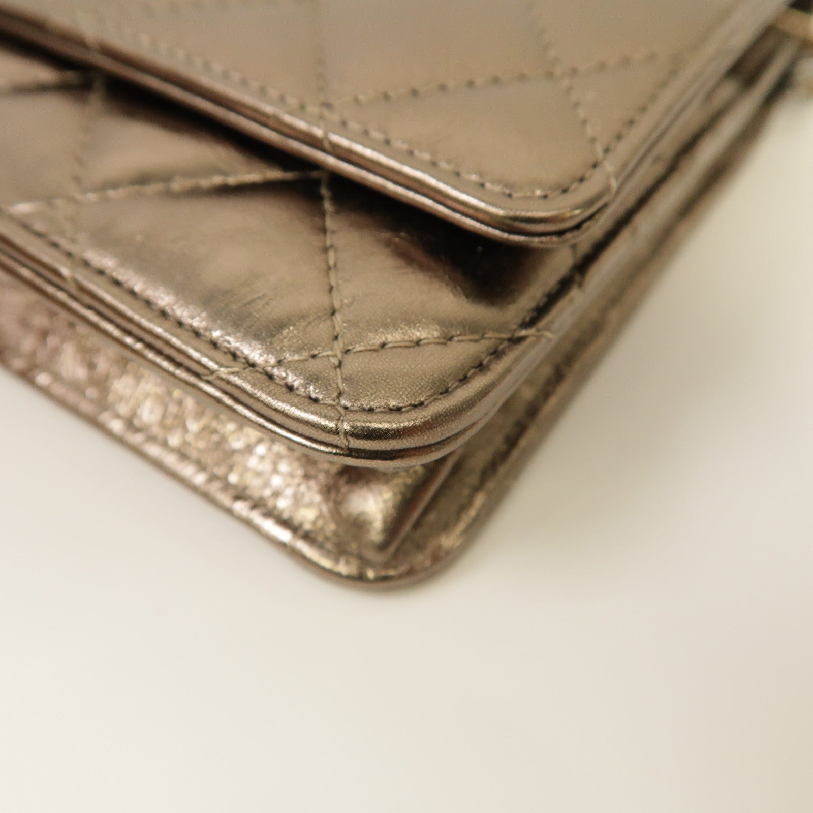 CHANEL 菱格皮革2.55 Wallet On Chain銀扣鏈帶肩背袋金色