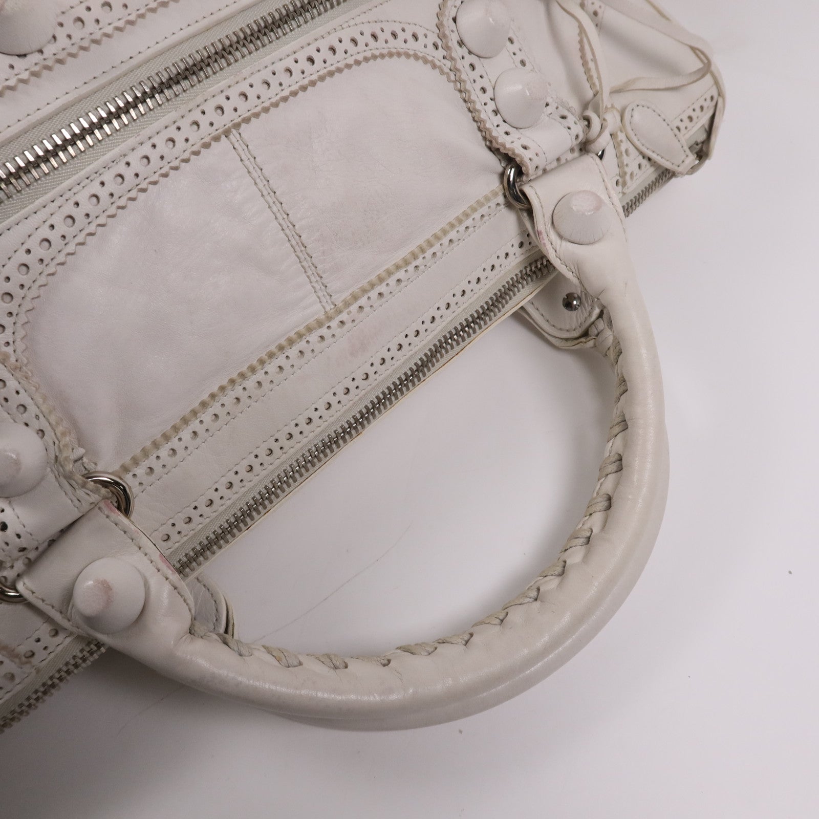 BALENCIAGA 皮革Giant Work銀扣手挽袋