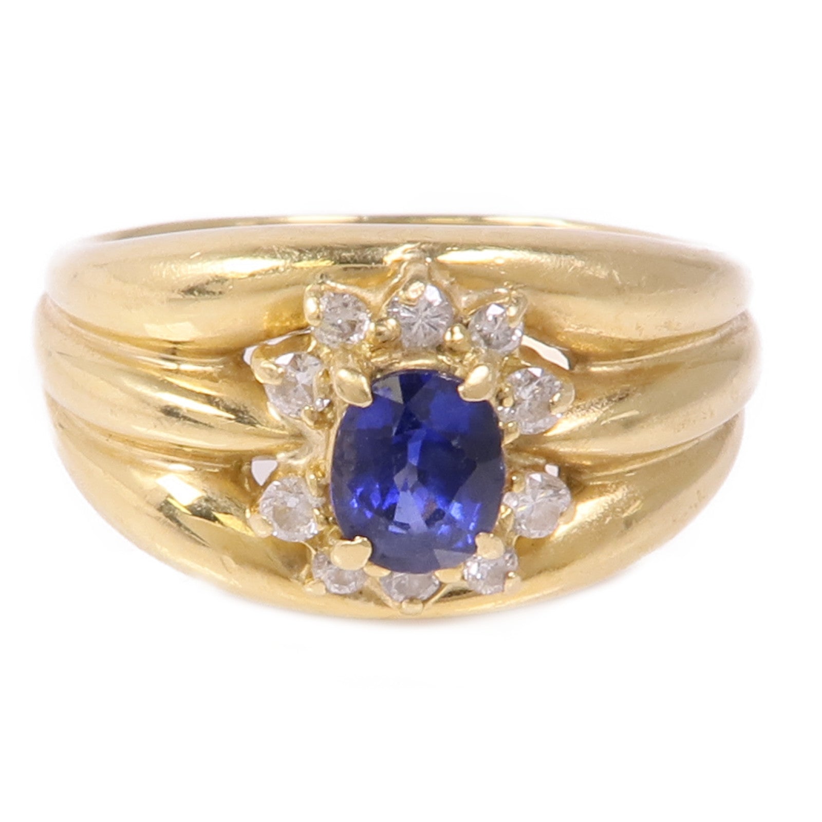JEWELRY 【激減優惠】18K黄金Sapphire Diamond Ring藍寶石/鑽石戒指US#6