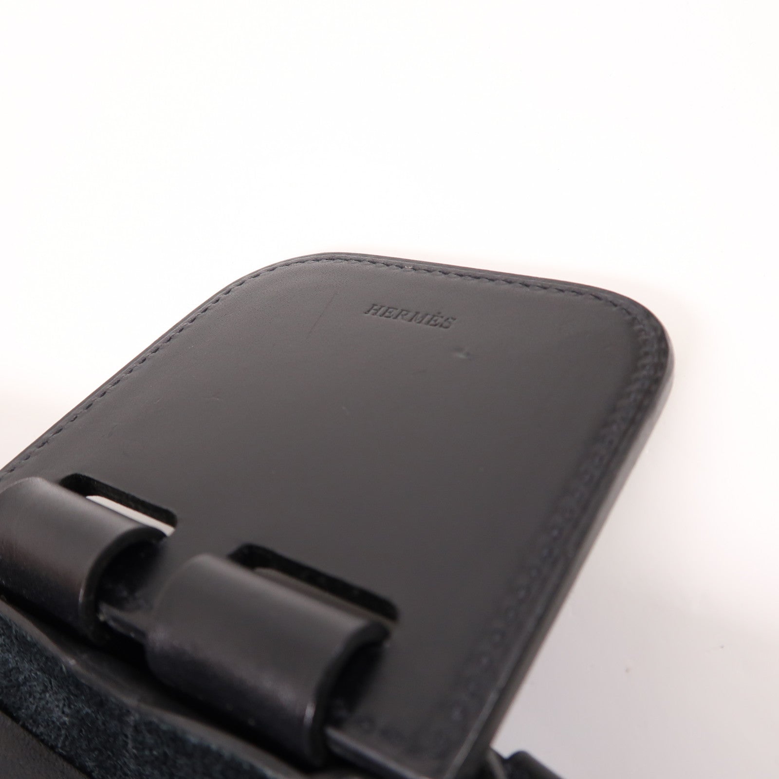HERMES Clemence皮革Virevolte銀扣肩背袋Noir