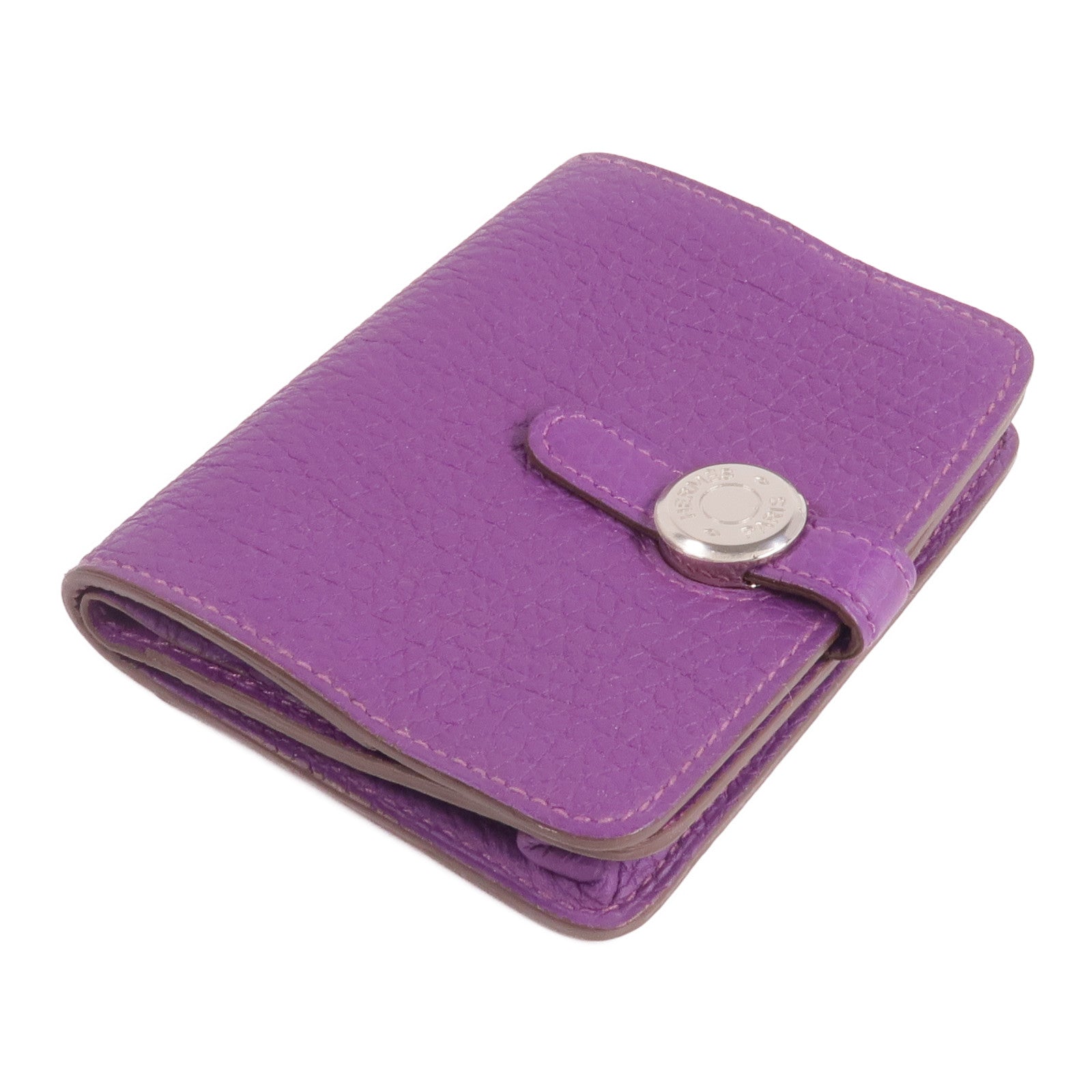 HERMES Clemence皮革Dogon Card Case銀扣卡片套Anemone