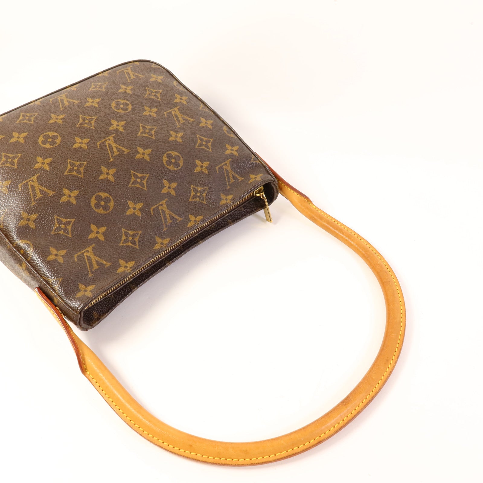 LOUIS VUITTON Monogram Looping MM金扣肩背袋棕色