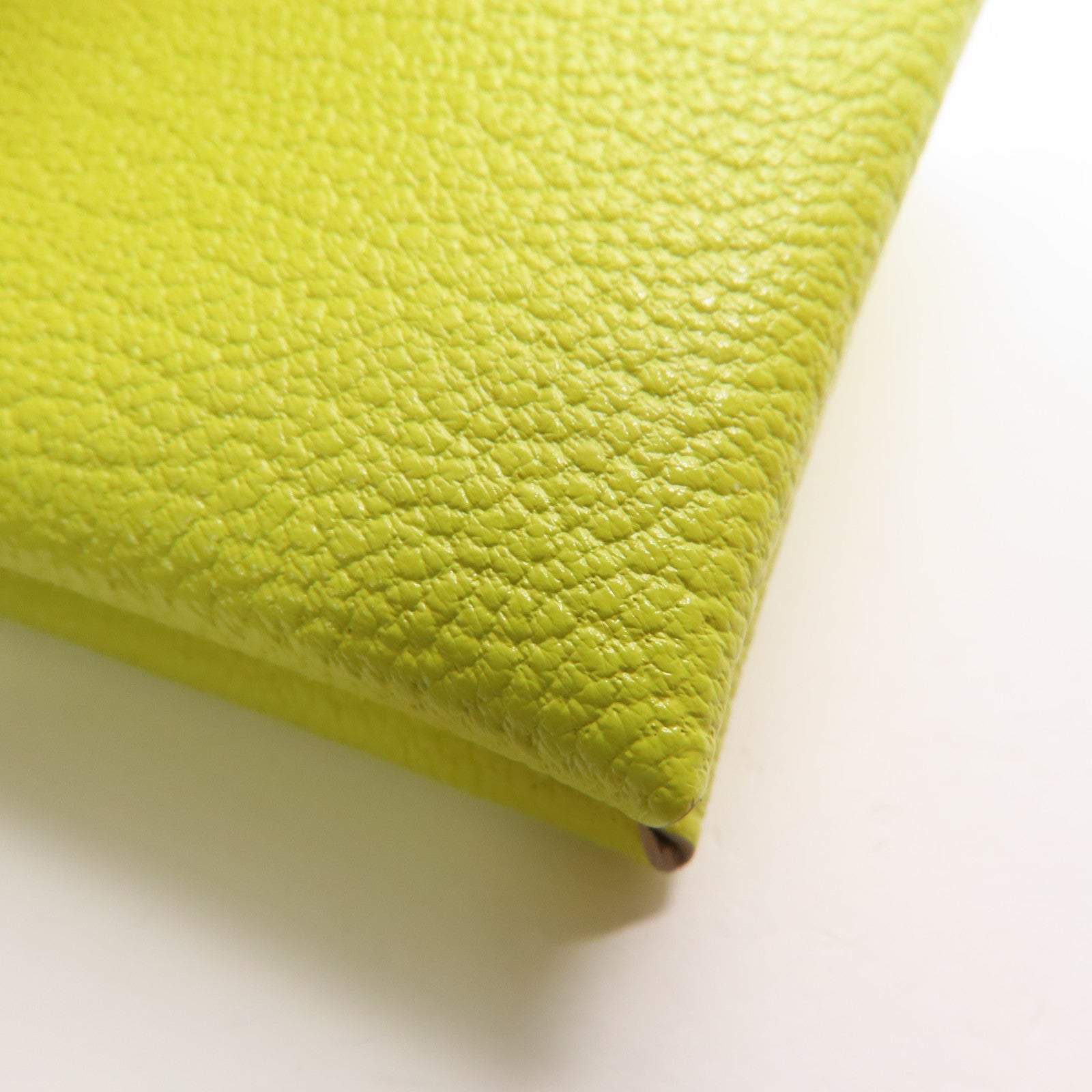 HERMES Chevre皮革Calvi卡片套Lime