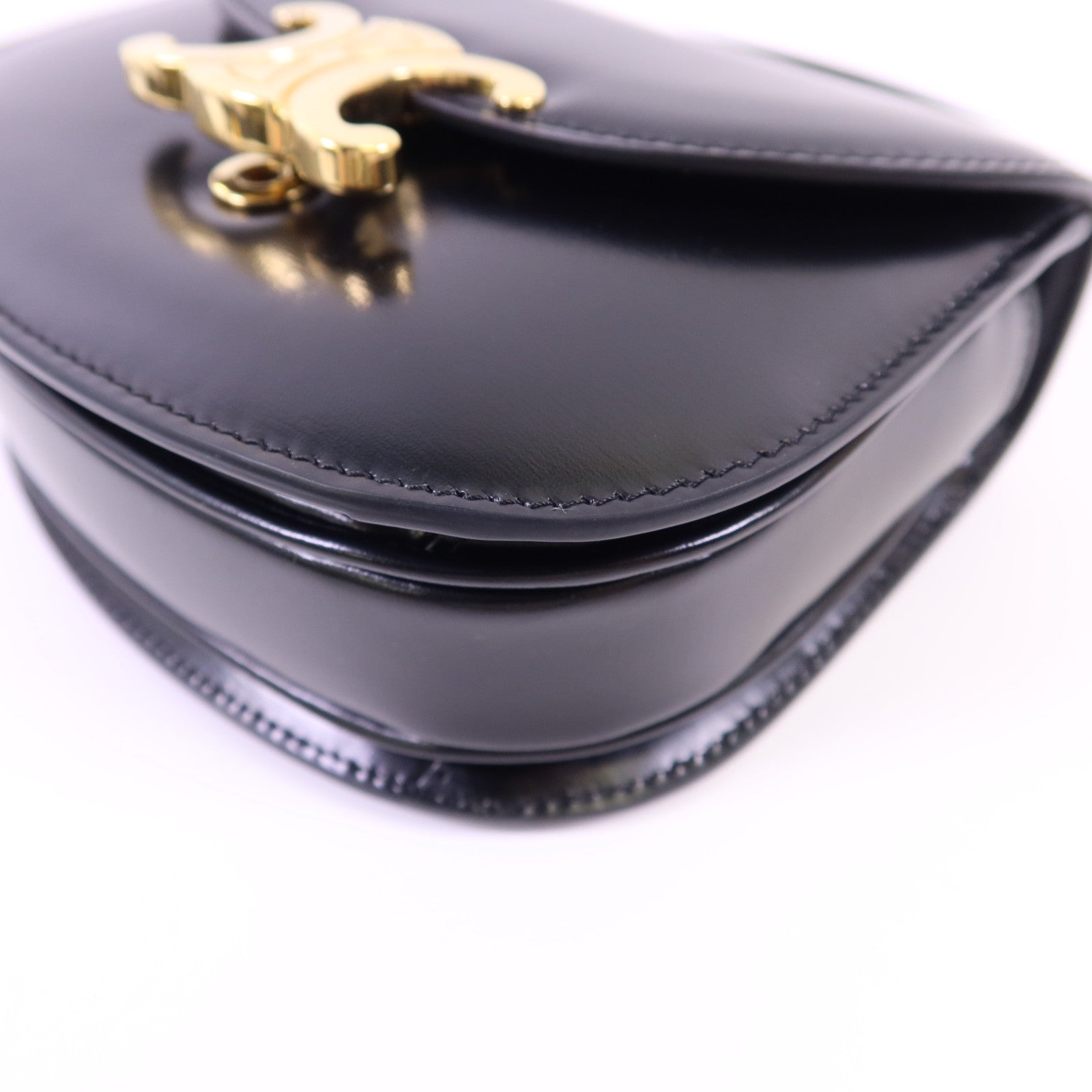 CELINE 牛皮皮革Mini Besace Clea金扣手挽肩背兩用袋