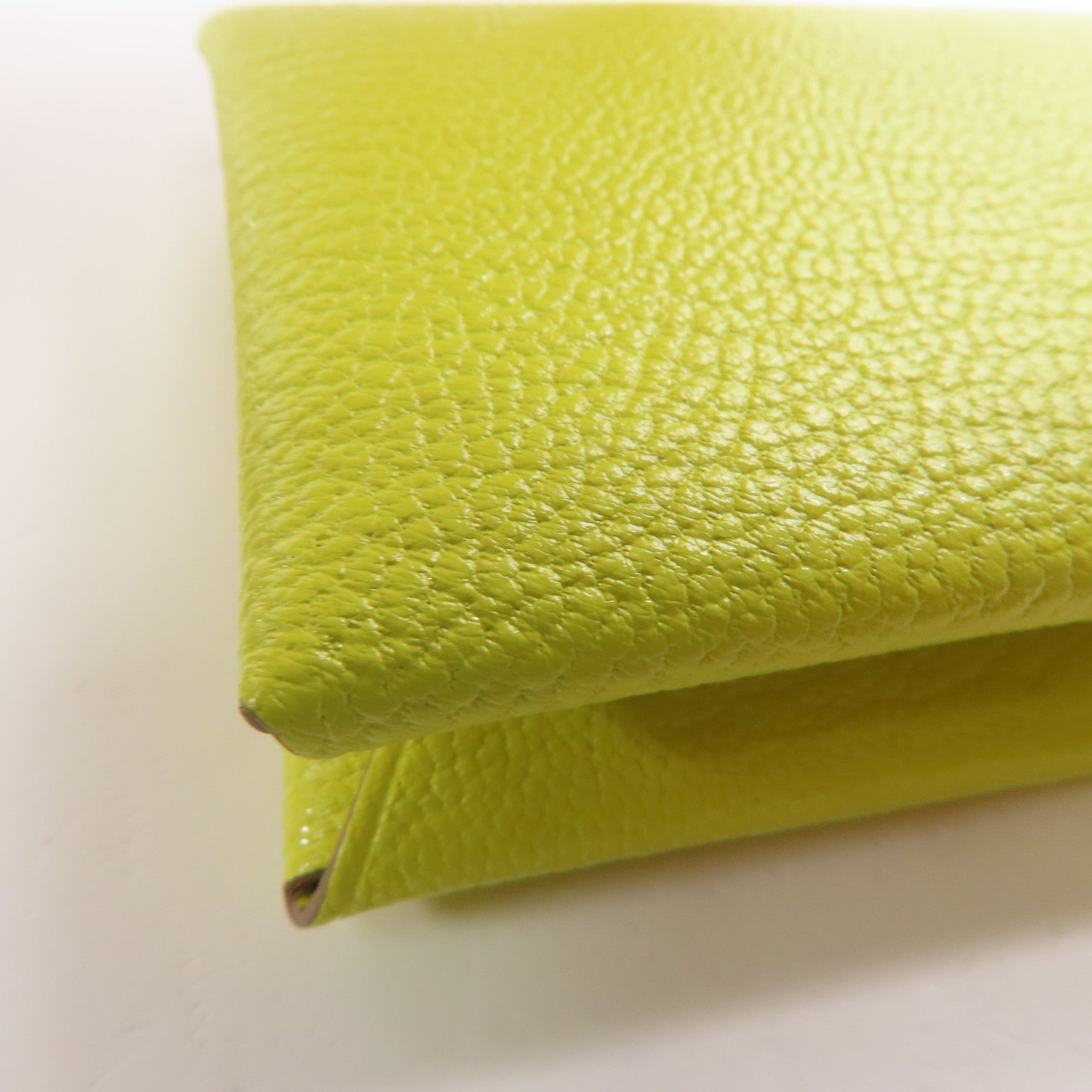 HERMES Chevre皮革Calvi卡片套Lime