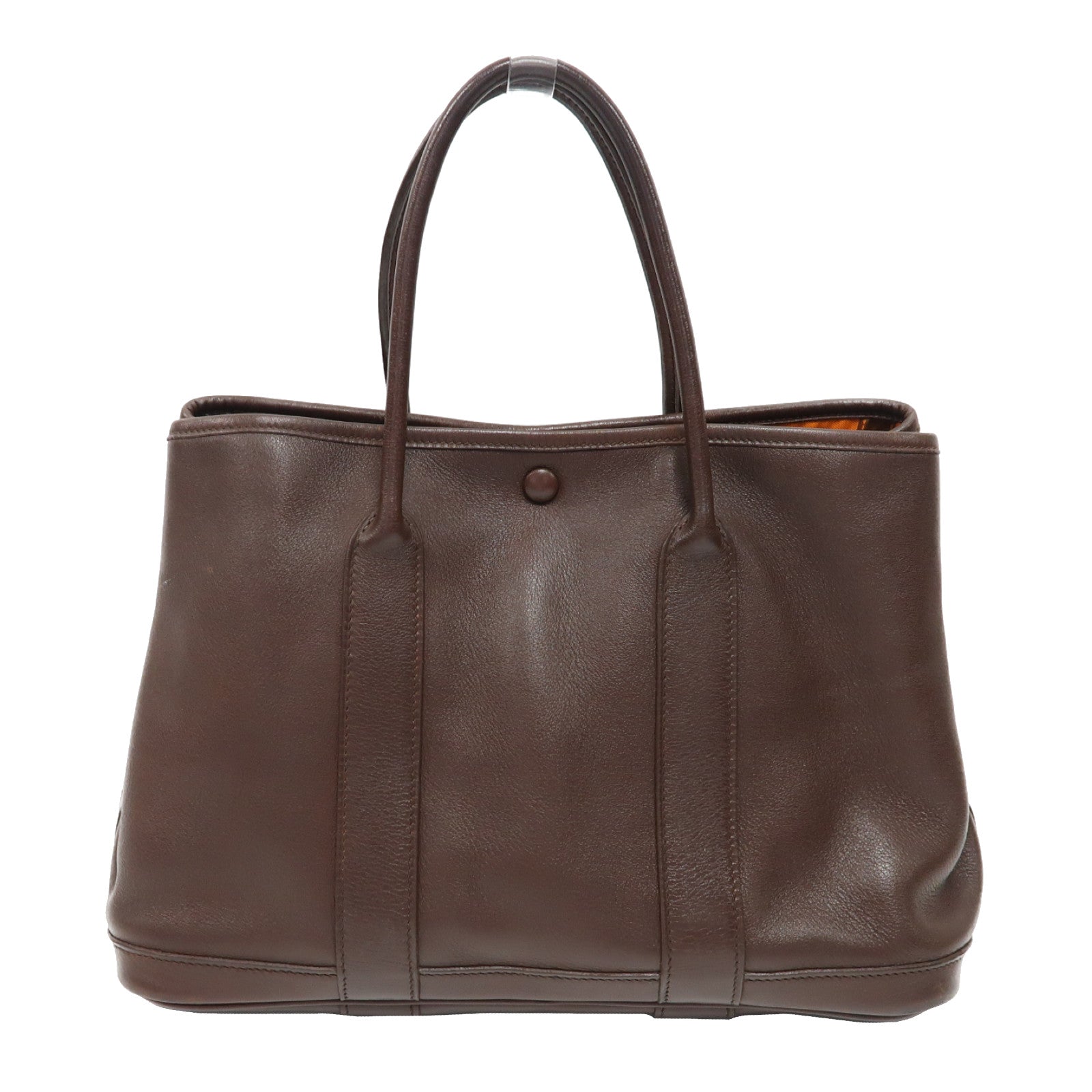 HERMES Swift皮革Garden Party TPM銀扣手挽袋深啡色