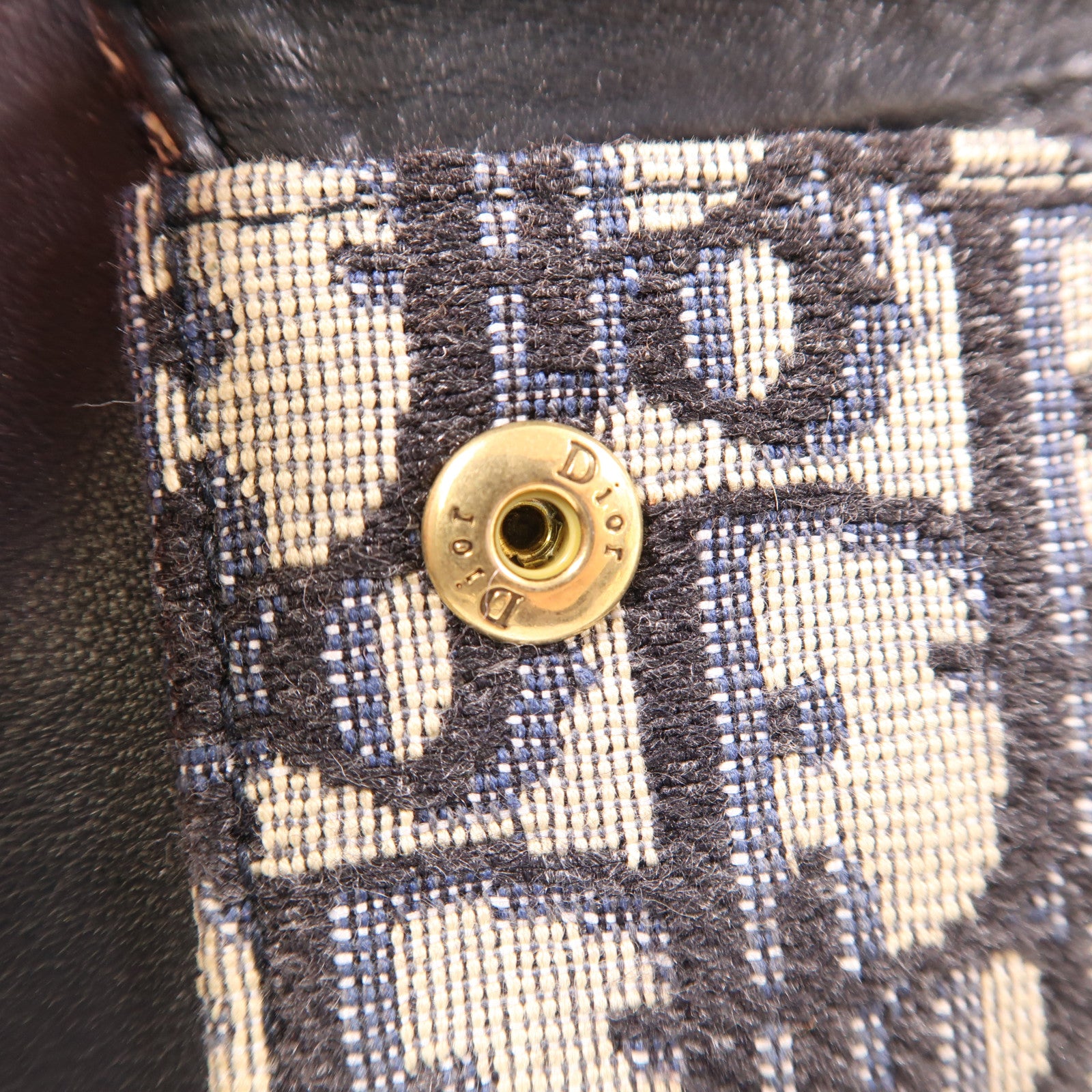 Dior 皮革/帆布iphone 10 Case金扣黑色/藍色