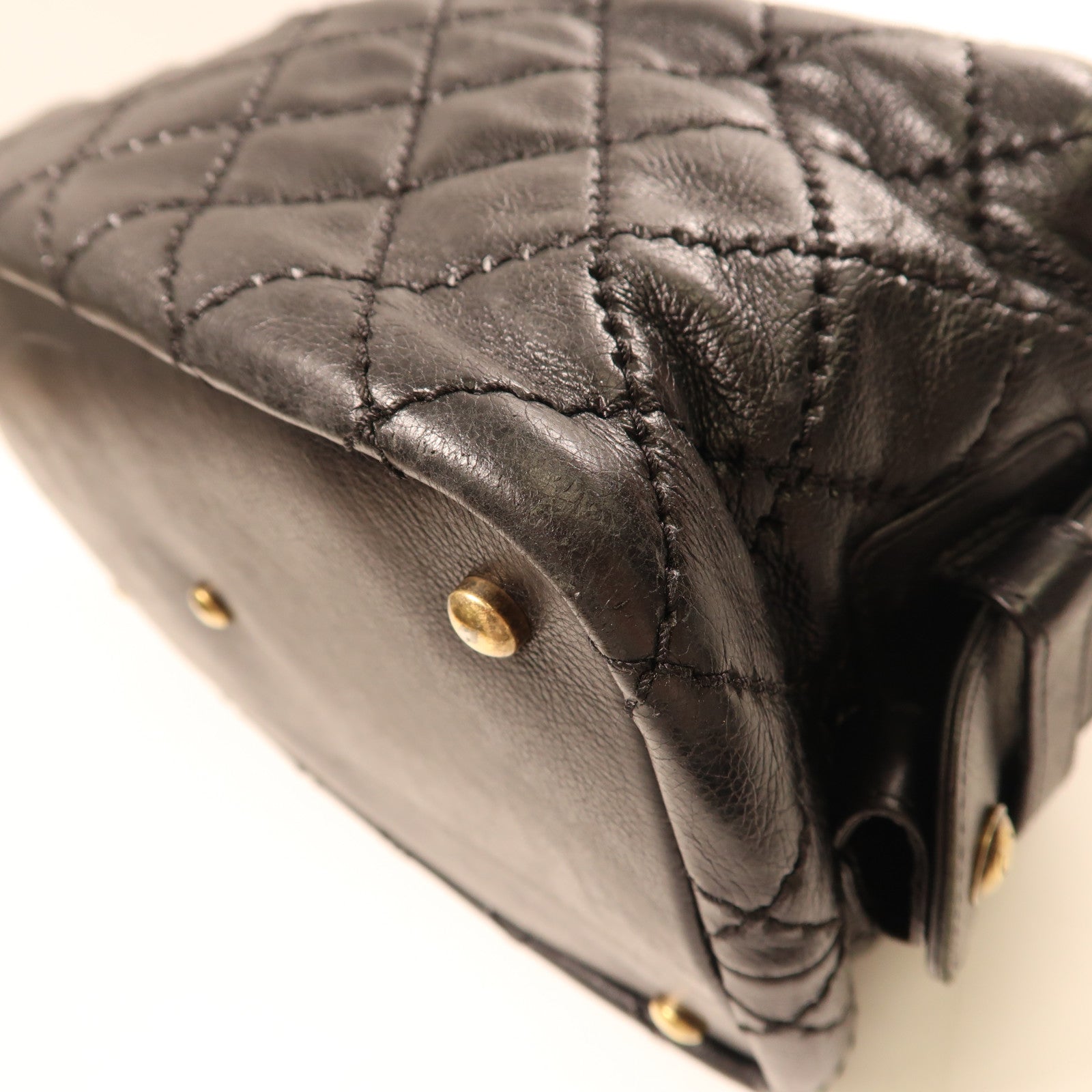 CHANEL 牛皮皮革2Way Shoulder Bag金扣鏈帶手挽肩背兩用袋黑色