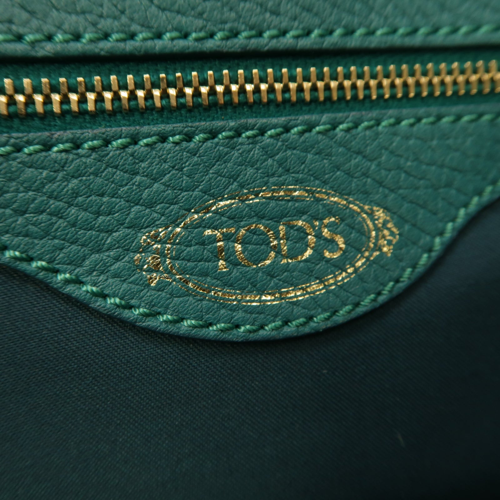 TOD’S 牛皮皮革Tote Bag銀扣手挽袋綠色