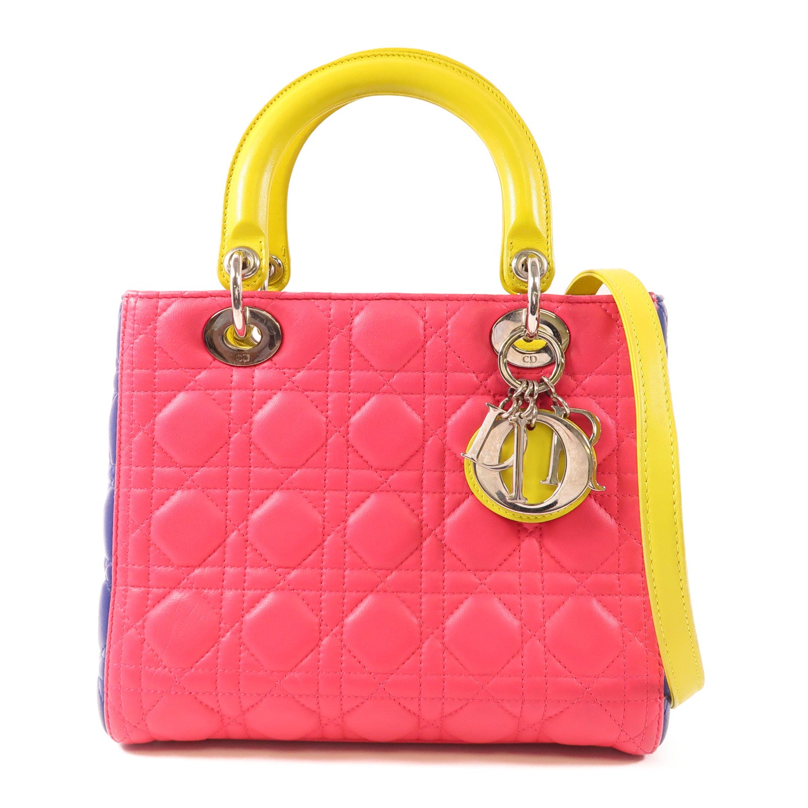 Dior 羊皮皮革Lady Dior銀扣手挽肩背兩用袋