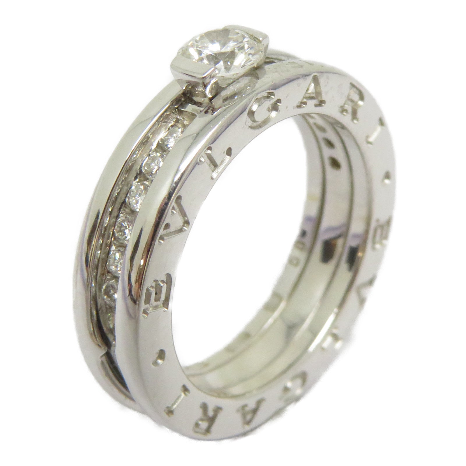 BVLGARI 18K白金Solitaire Diamond Ring鑽石戒指Bvlgari#50/US#5.25