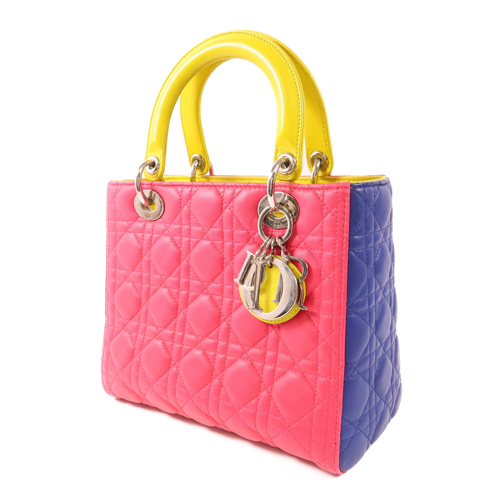 Dior 羊皮皮革Lady Dior銀扣手挽肩背兩用袋