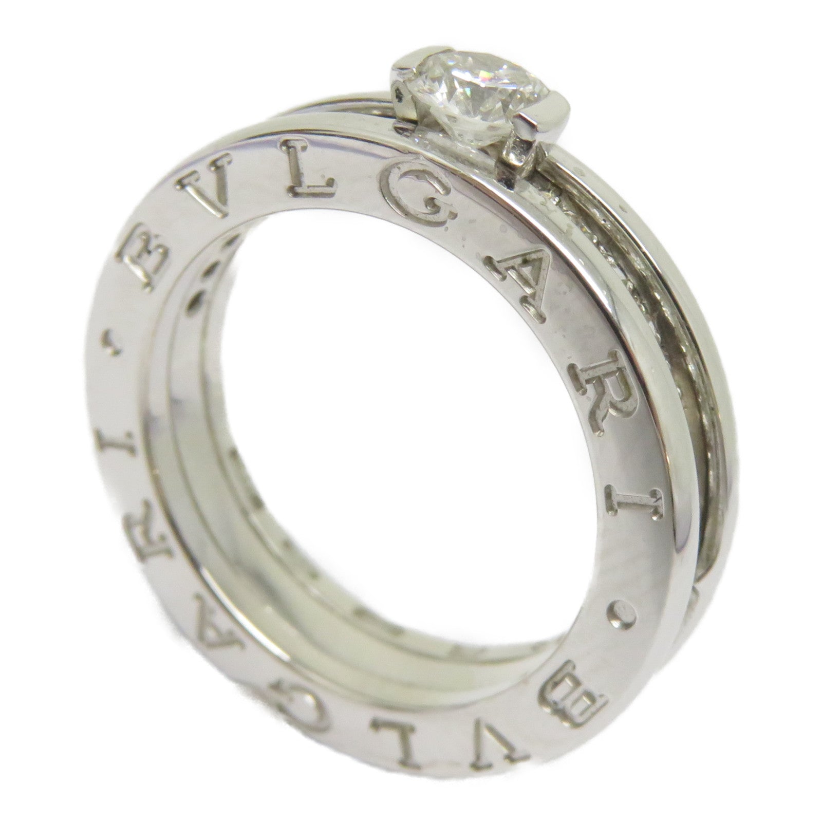 BVLGARI 18K白金Solitaire Diamond Ring鑽石戒指Bvlgari#50/US#5.25