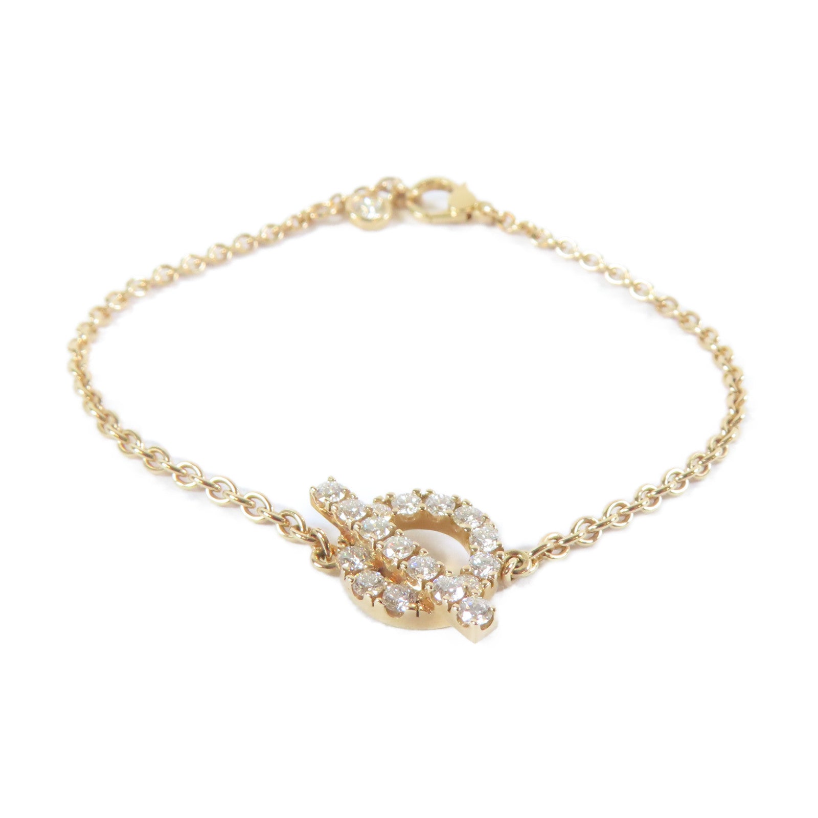 HERMES 18K黃金Finesse Bracelet0.55ct鑽石手鏈#15.25cm