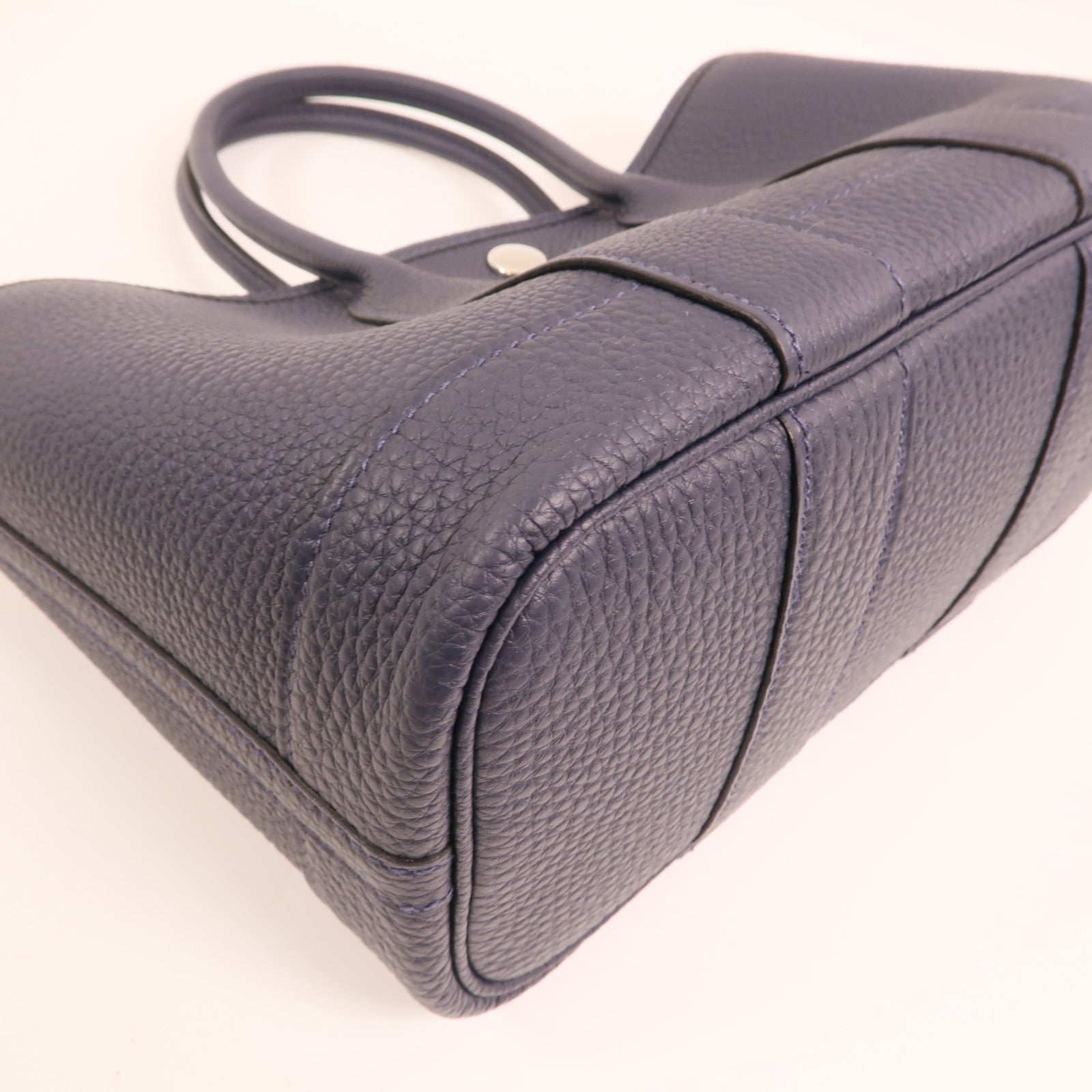 HERMES Negonda皮革Mini Garden Party銀扣手挽袋Bleu Nuit