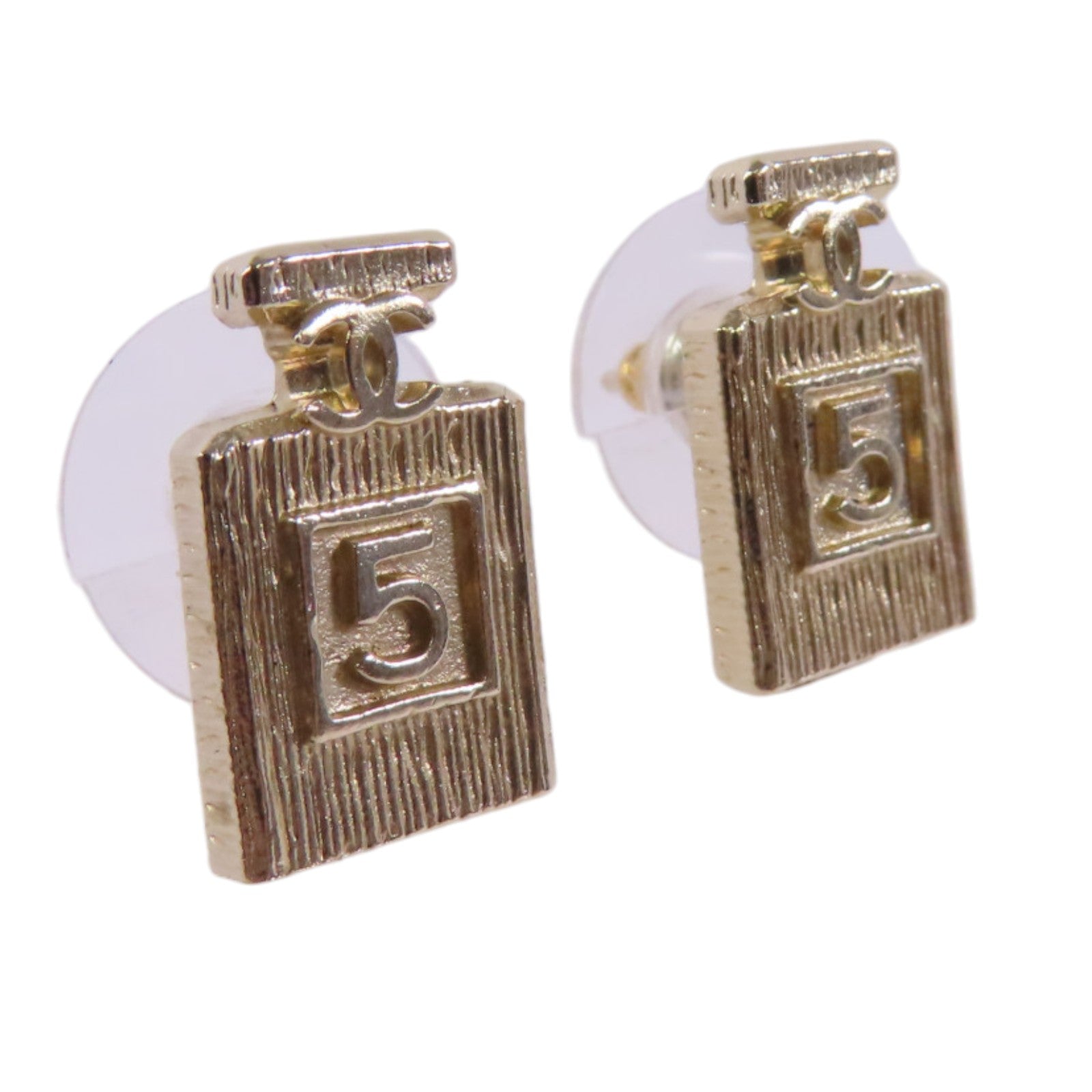 CHANEL 【激減優惠】金屬Chanel No.5 Earrings金扣耳環