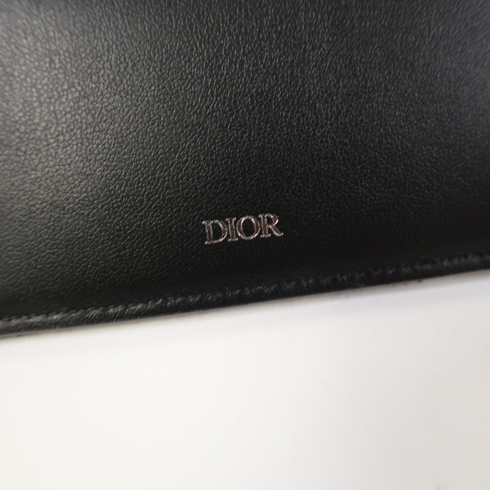 Dior 牛皮皮革Saddle Bifold Wallet銀扣錢包黑色