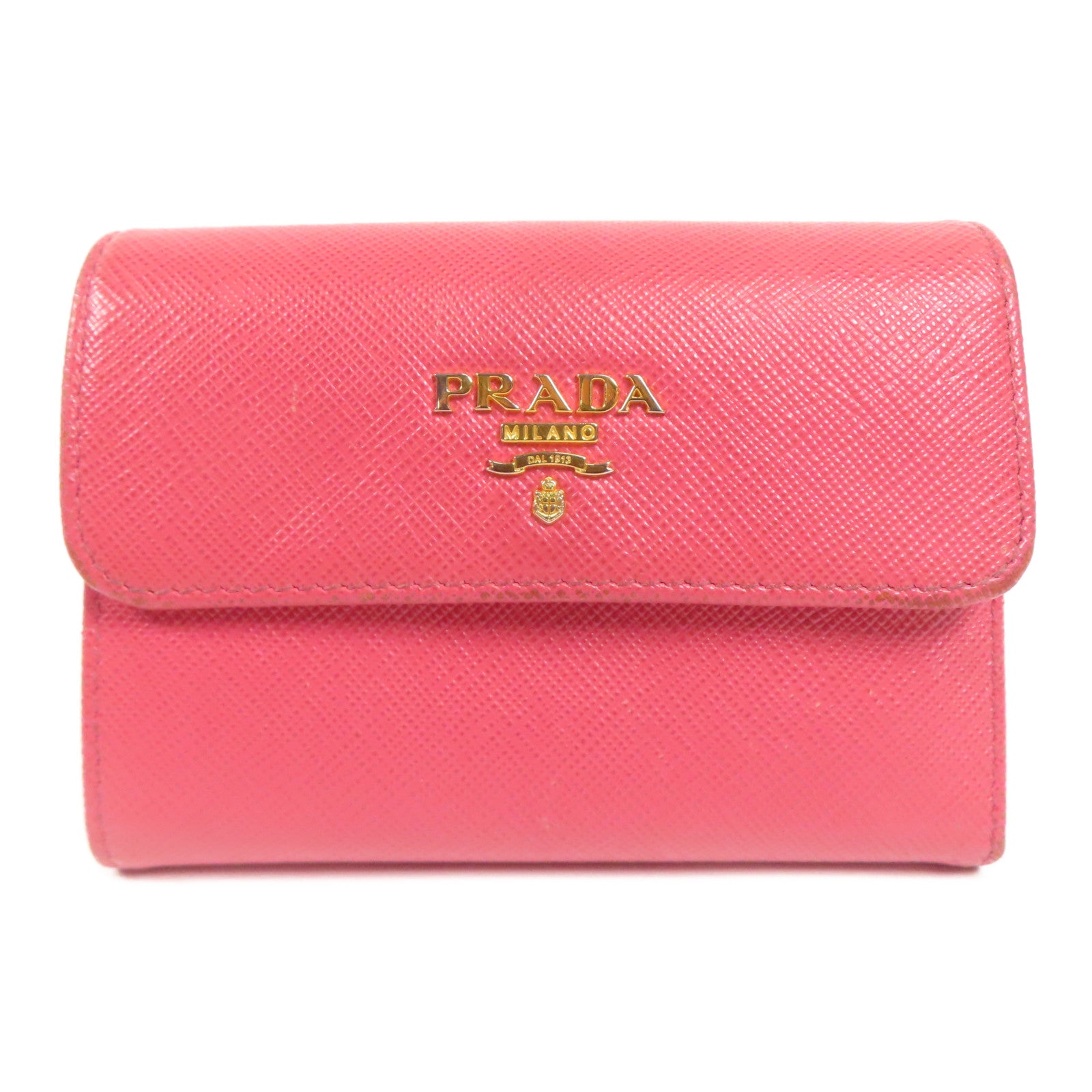 PRADA GHW Wallet 1MH840 Calfskin Leather Red