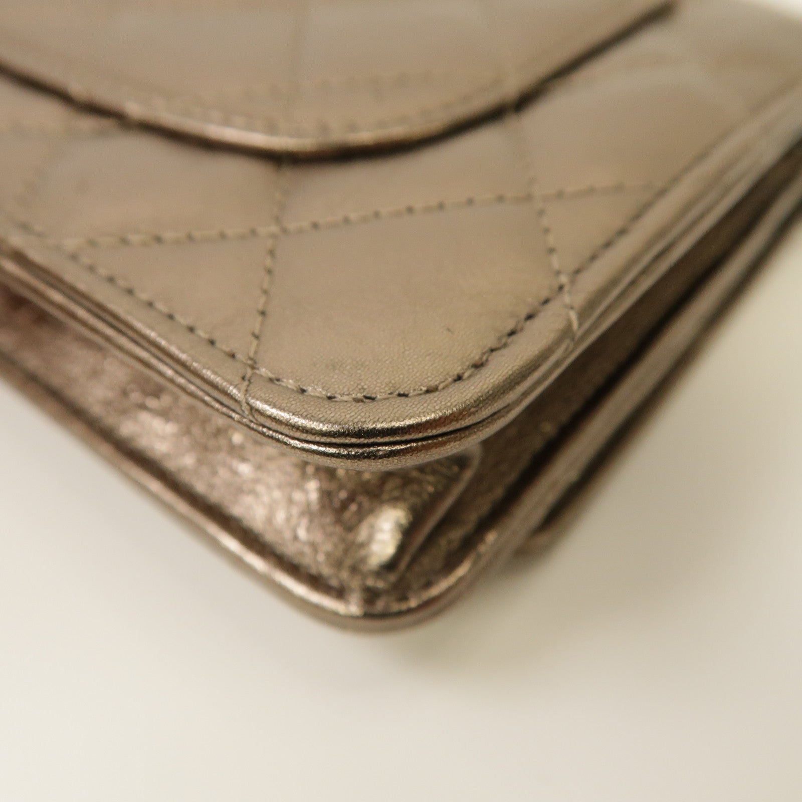 CHANEL 菱格皮革2.55 Wallet On Chain銀扣鏈帶肩背袋金色