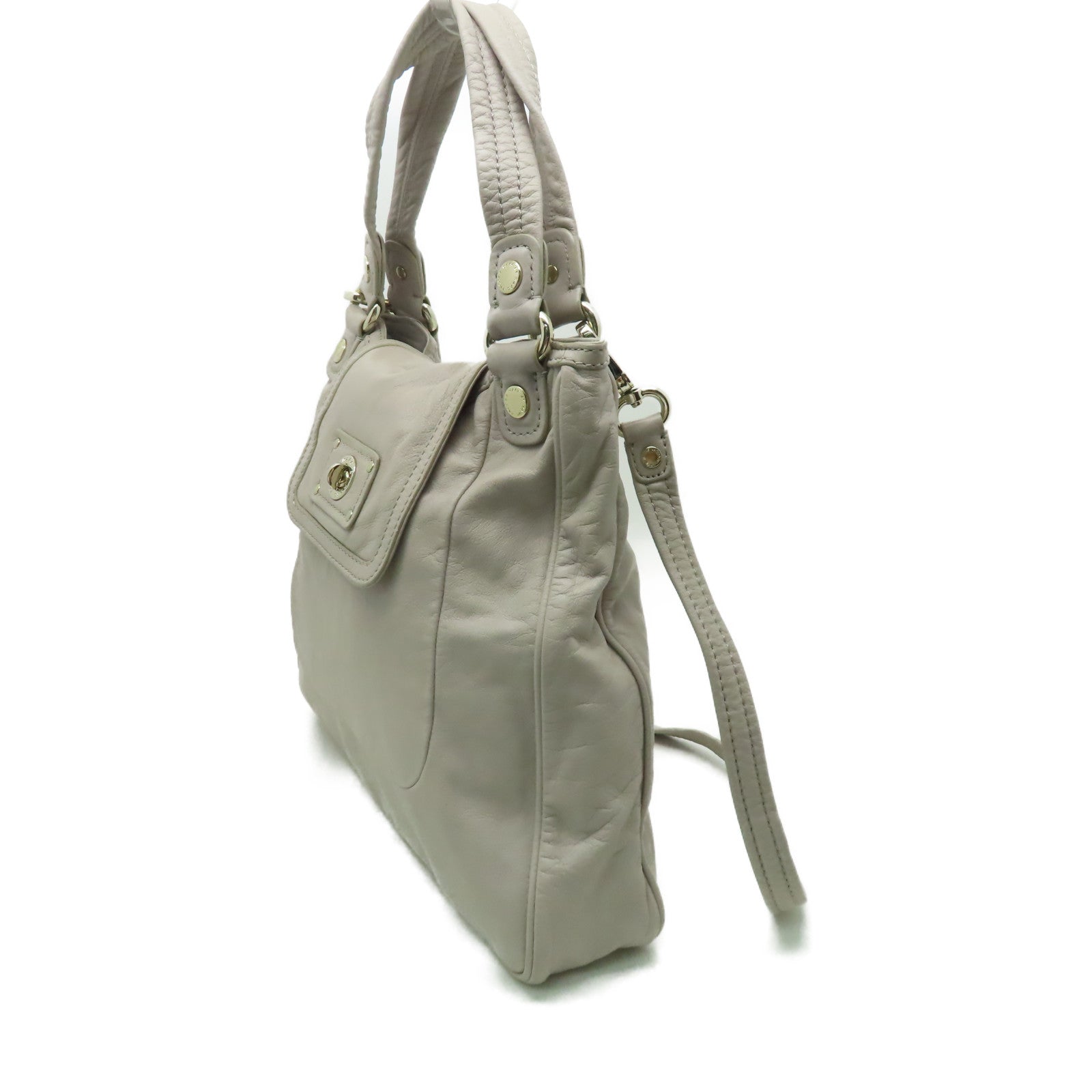 MARC BY MARC JACOBS 【激減優惠】牛皮皮革2 Way Bag金扣手挽肩背兩用袋灰色
