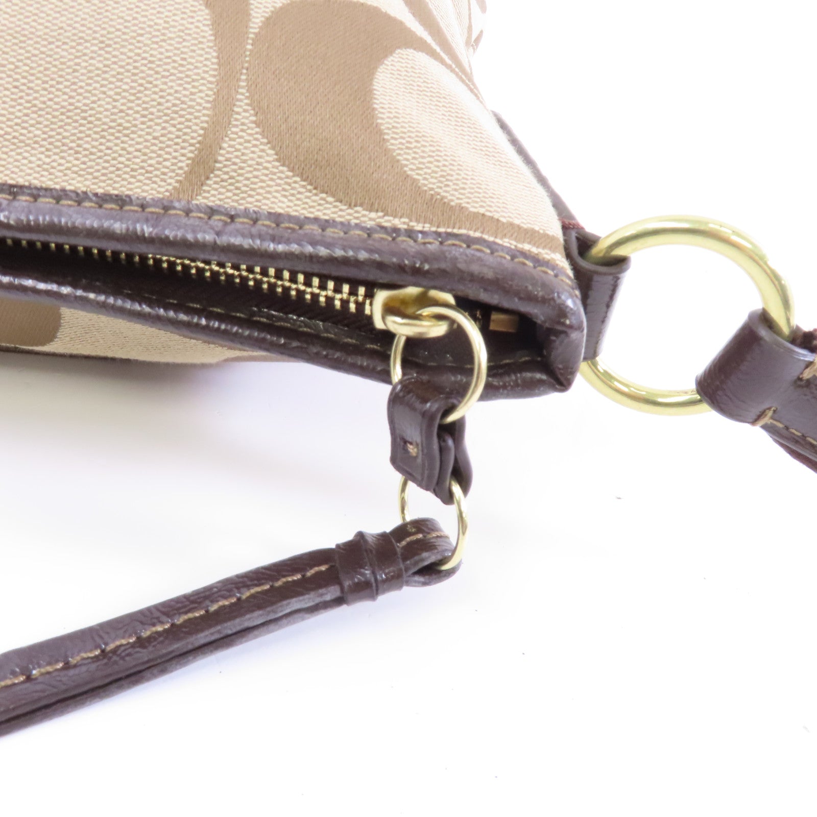 COACH 帆布Shoulder Bag金扣肩背袋棕色
