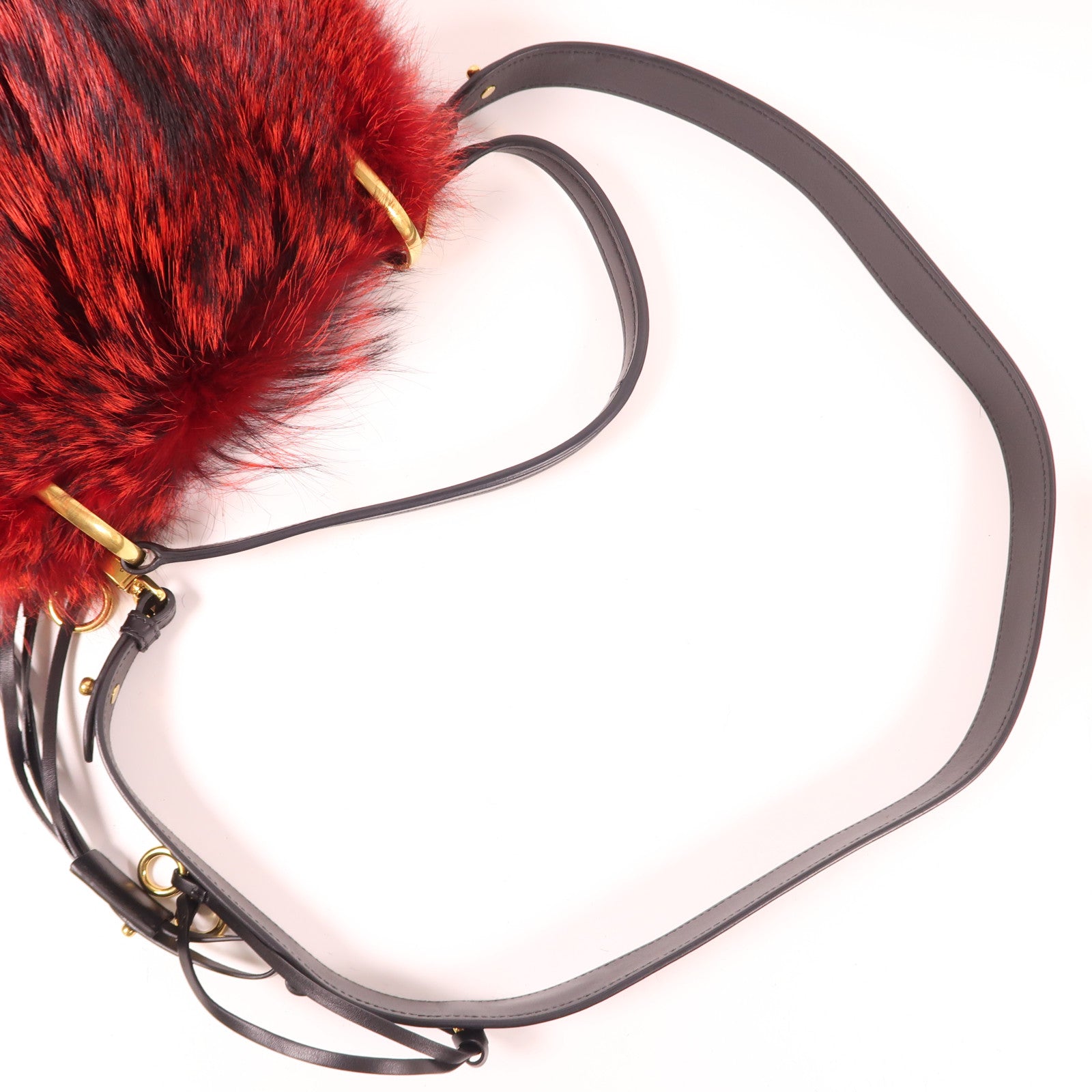 PRADA 狐狸毛/皮革Shoulder Bag金扣手挽肩背兩用袋