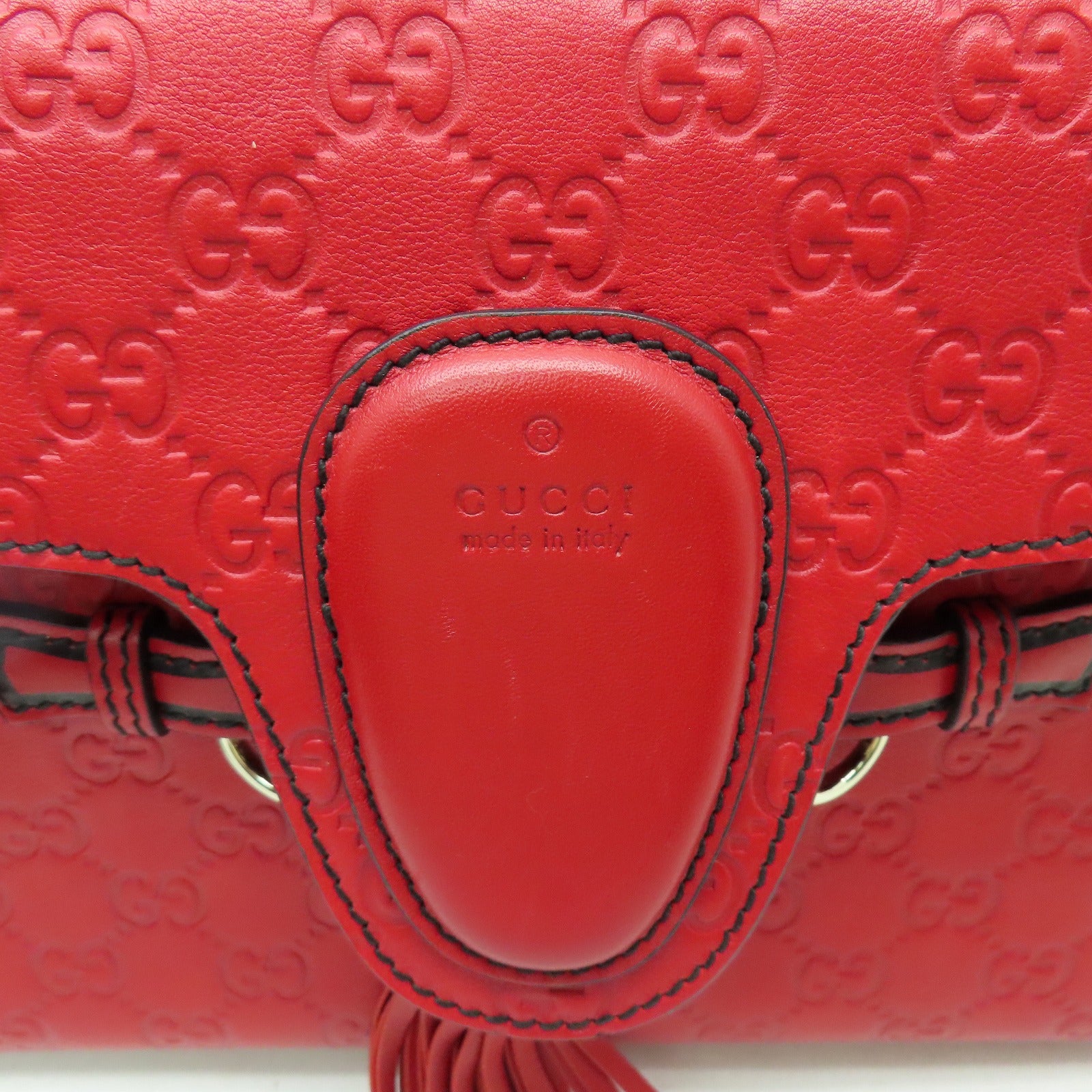GUCCI 【激減優惠】牛皮皮革Chain Shoulder金扣鏈帶肩背袋紅色