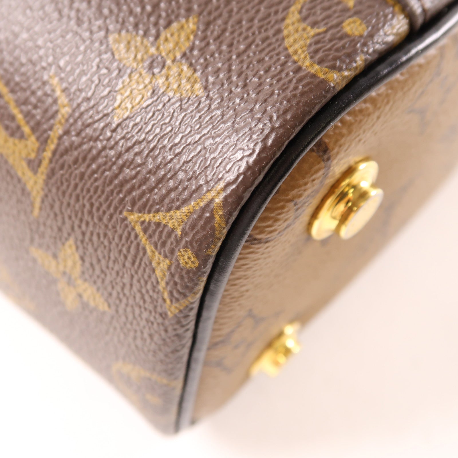 LOUIS VUITTON Monogram Reverse Vanity PM金扣手挽肩背兩用袋棕色