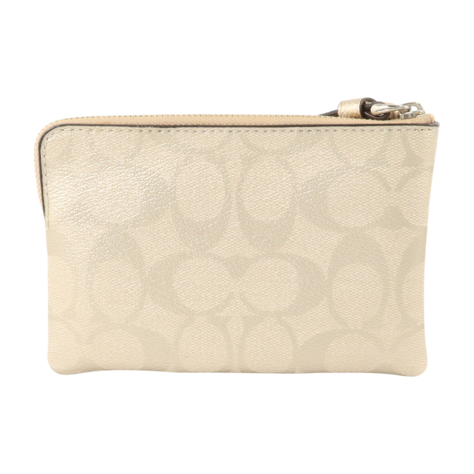 COACH 塗層帆布Wristlet Wallet銀扣小袋
