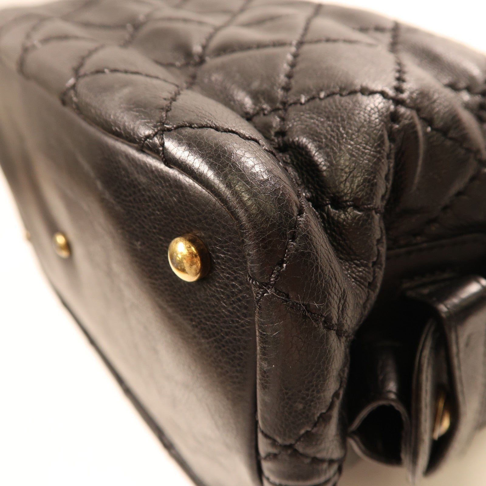 CHANEL 牛皮皮革2Way Shoulder Bag金扣鏈帶手挽肩背兩用袋黑色