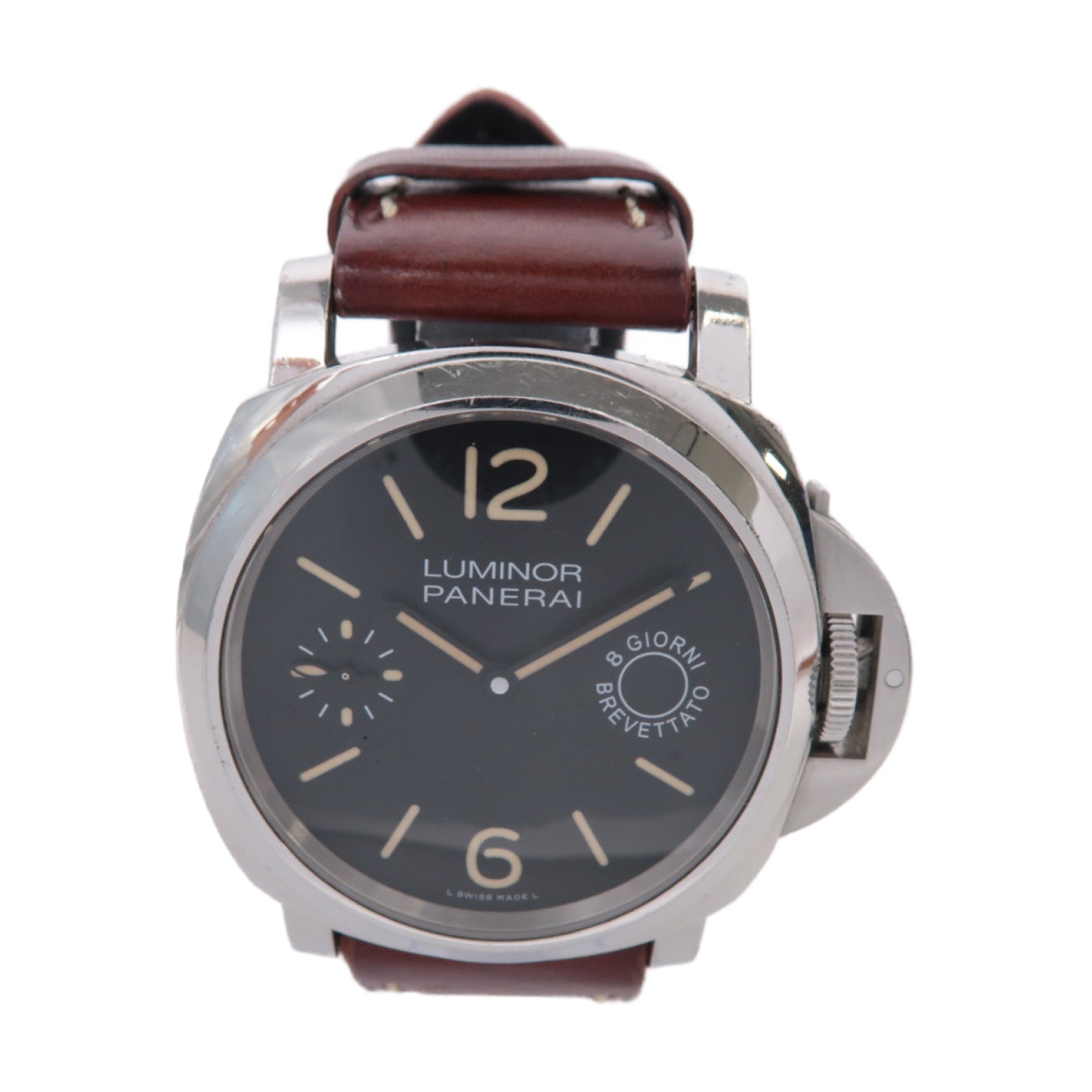 PANERAI 【激減優惠】Luminor Marina不鏽鋼/皮革手錶自動機芯黑色