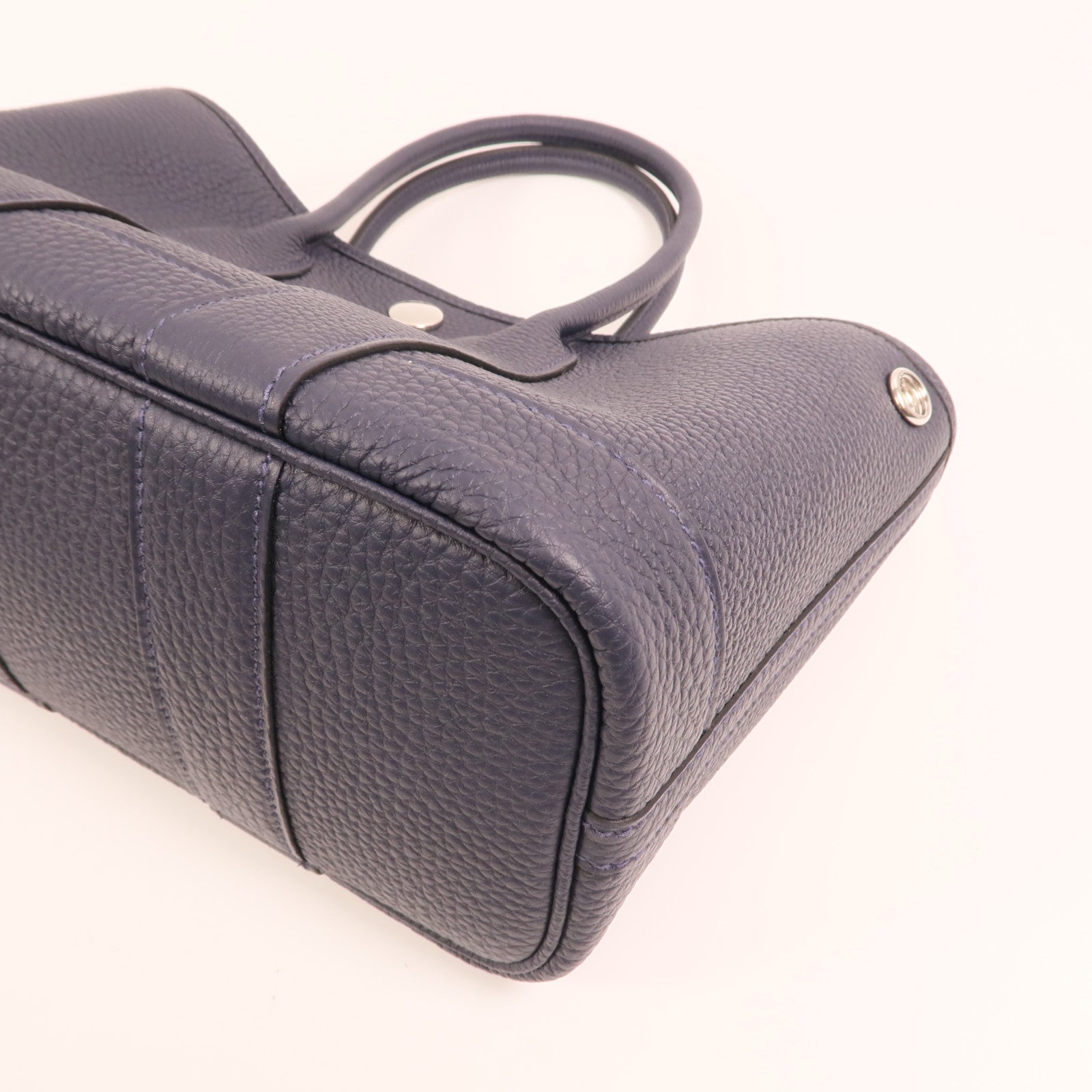 HERMES Negonda皮革Mini Garden Party銀扣手挽袋Bleu Nuit