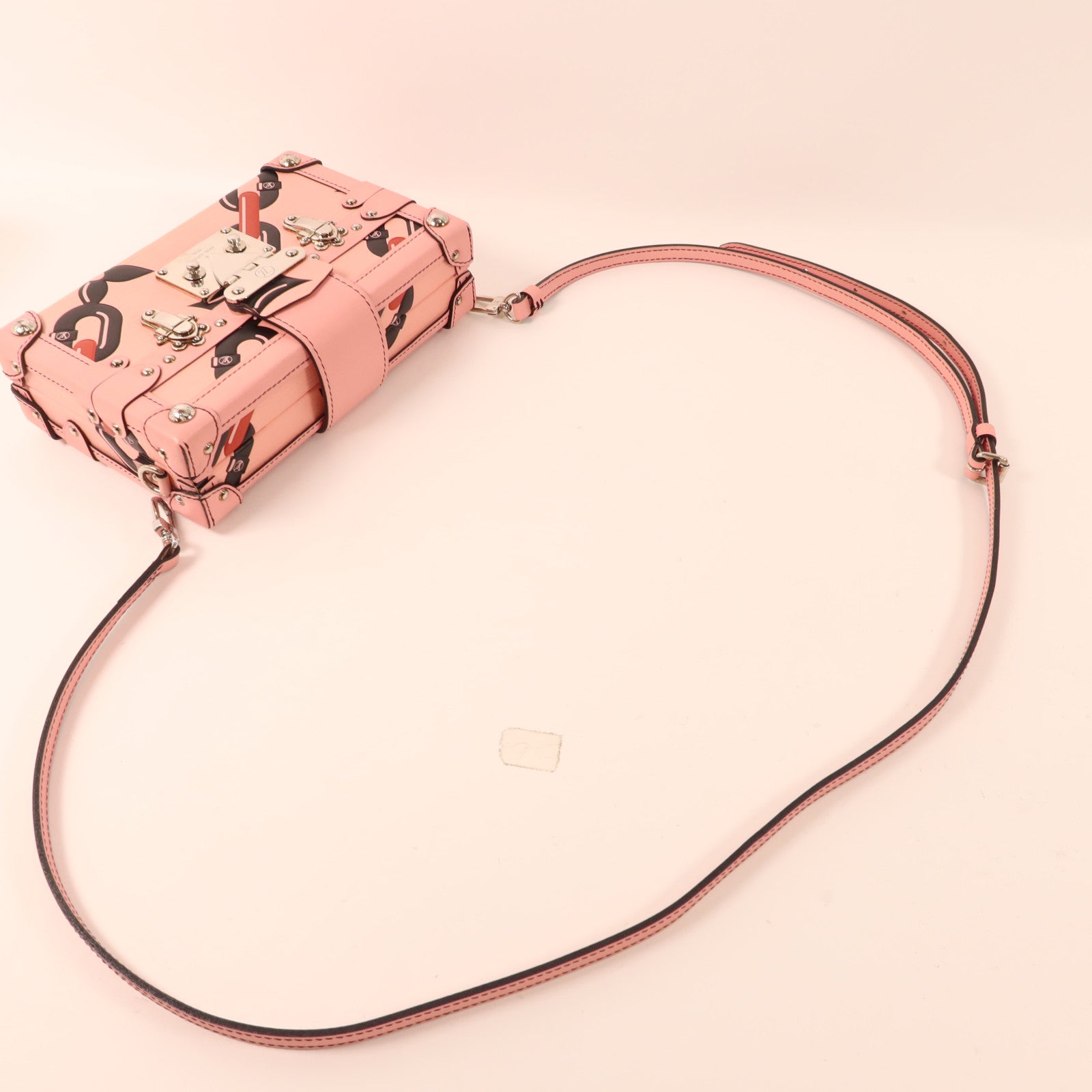 LOUIS VUITTON Epi Petite Malle Pink Chain Flower銀扣肩背袋