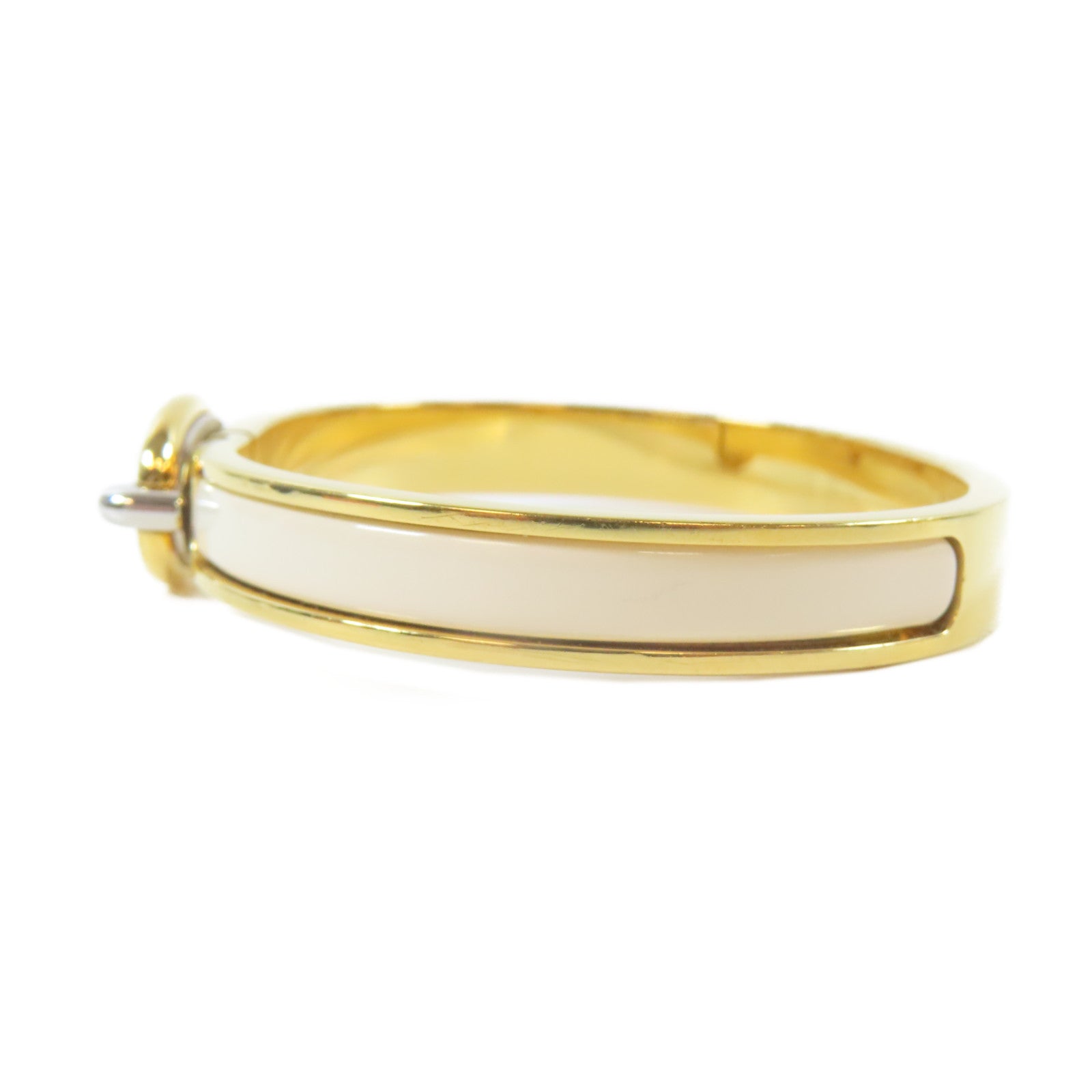 HERMES 【激減優惠】金屬Mini Clic Chaine D'Ancre手鐲金色/米色#17cm