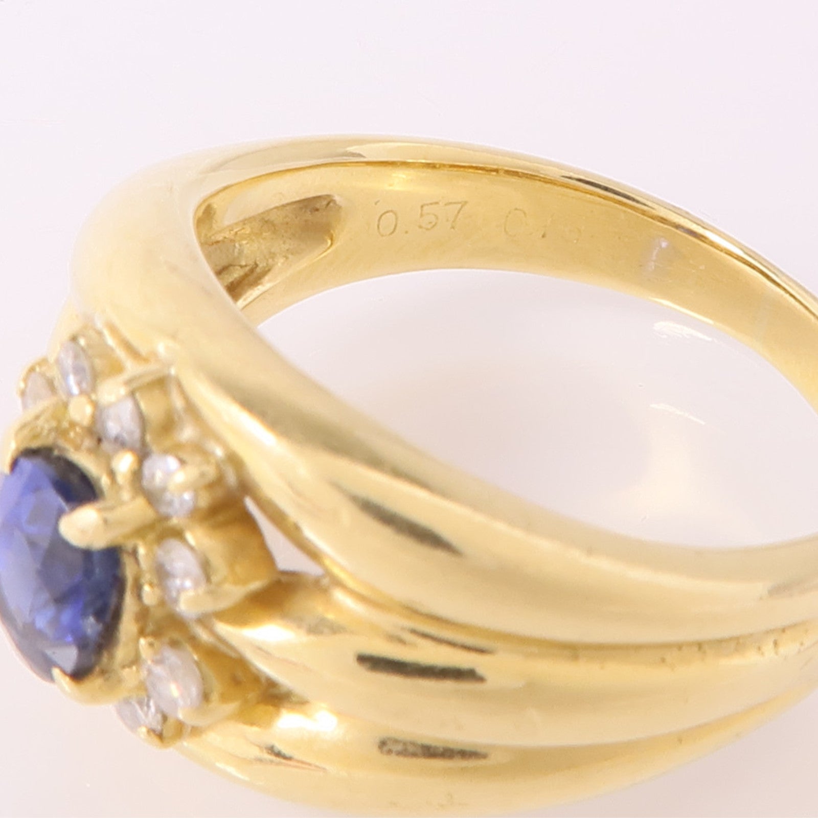 JEWELRY 【激減優惠】18K黄金Sapphire Diamond Ring藍寶石/鑽石戒指US#6