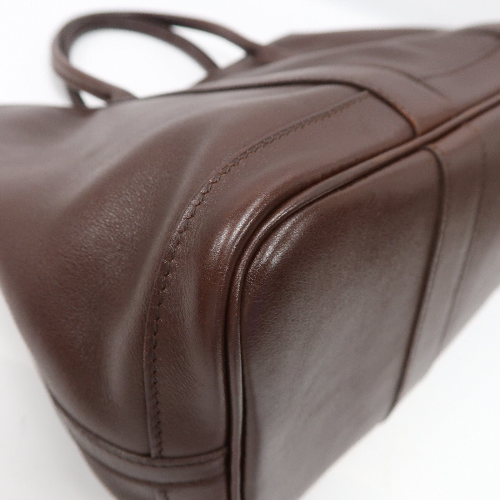 HERMES Swift皮革Garden Party TPM銀扣手挽袋深啡色