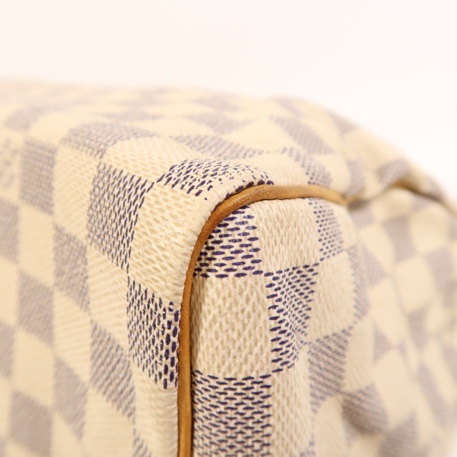 LOUIS VUITTON Damier Azur Speedy 30金扣手挽袋白色