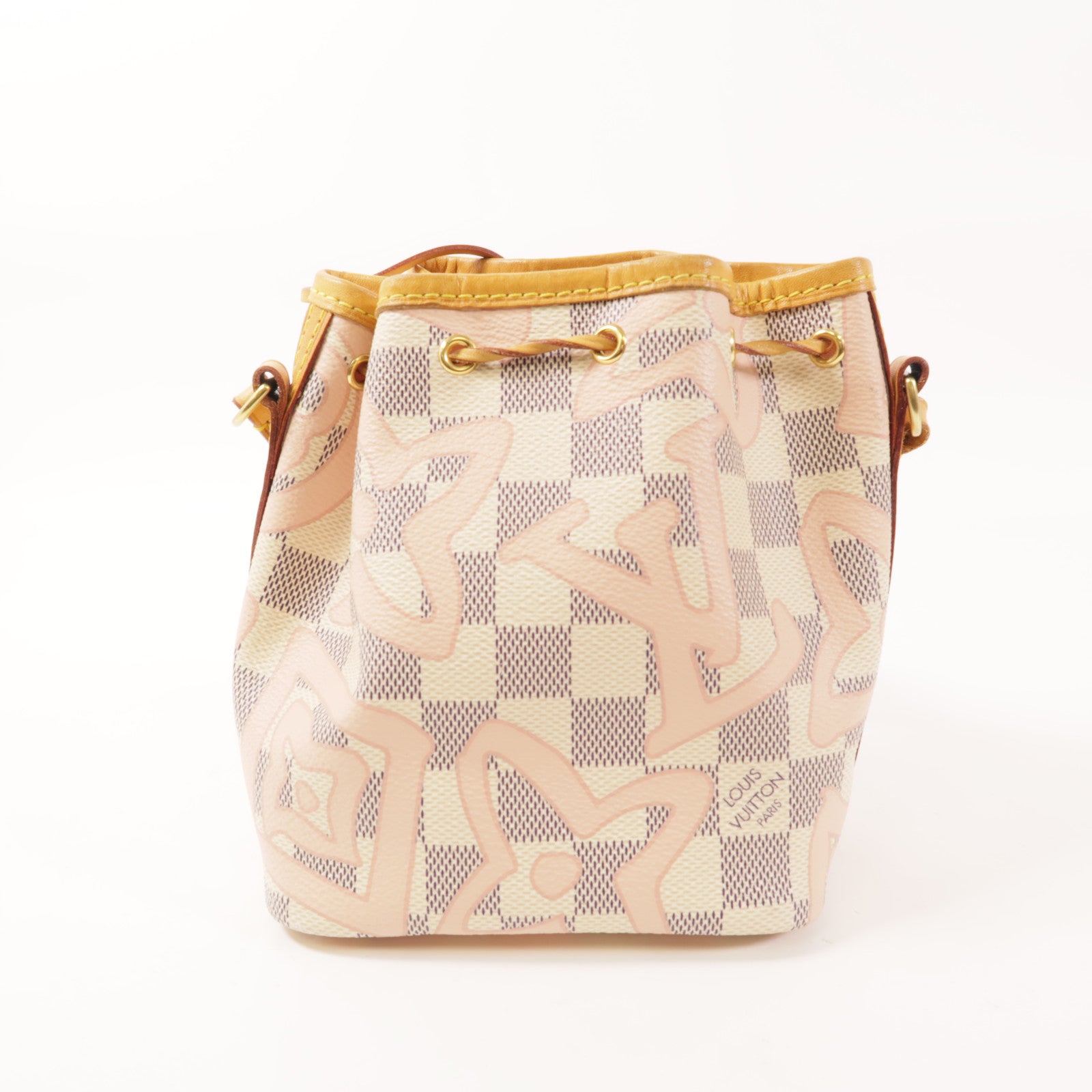 LOUIS VUITTON LV Nano Noe Shoulder Bag N60052 Damier Azur Tahitenne Pink/White