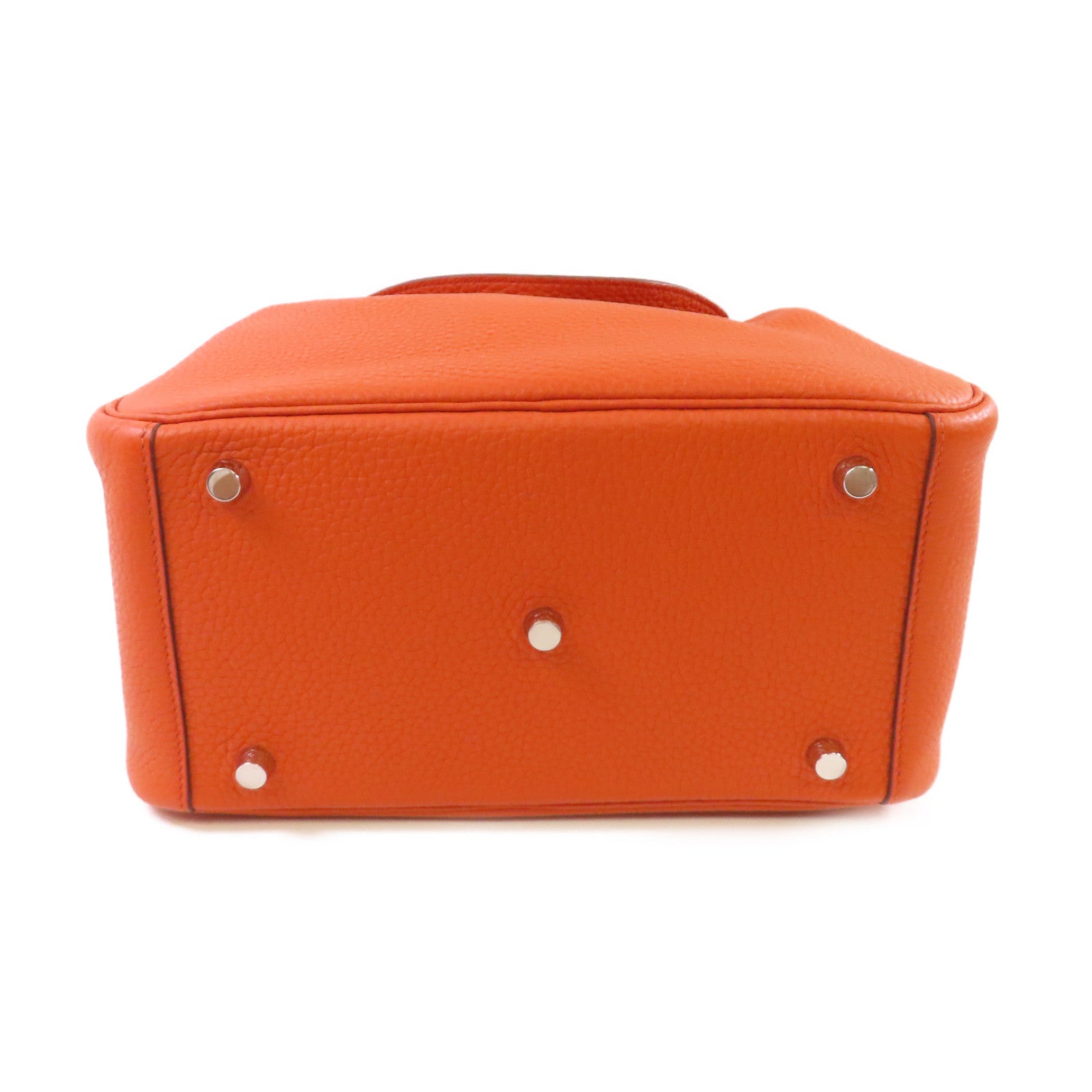 HERMES Clemence皮革Lindy 26 Shoulder Bag銀扣肩背袋橙色