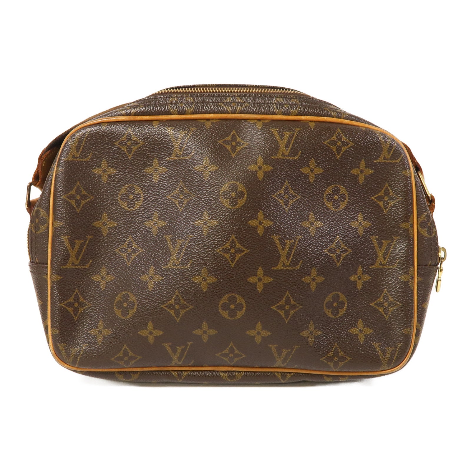 LOUIS VUITTON Monogram Reporter PM金扣肩背袋啡色